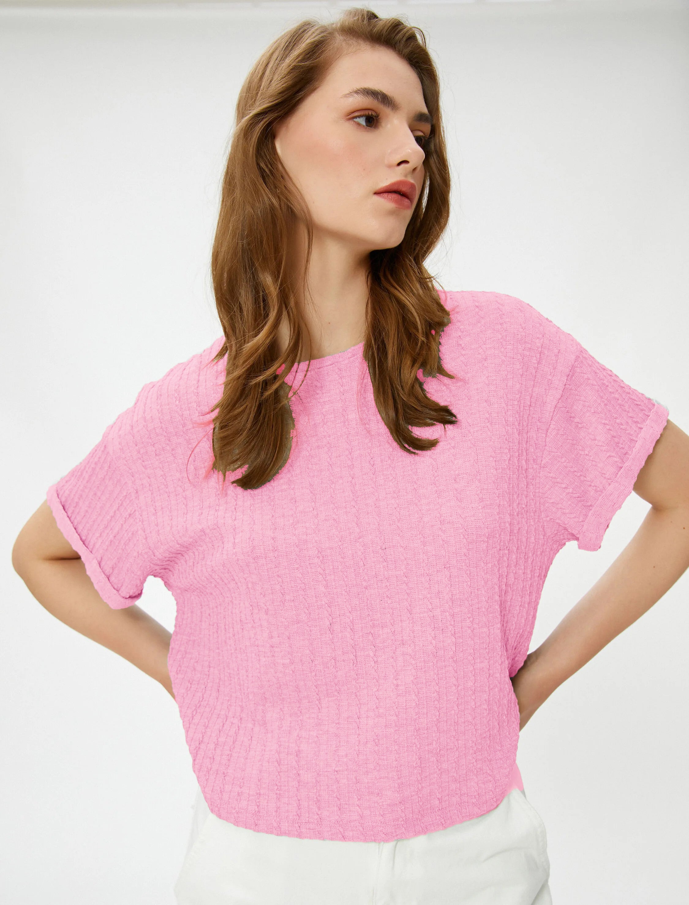Women Loose Fit Formal Pink Tops
