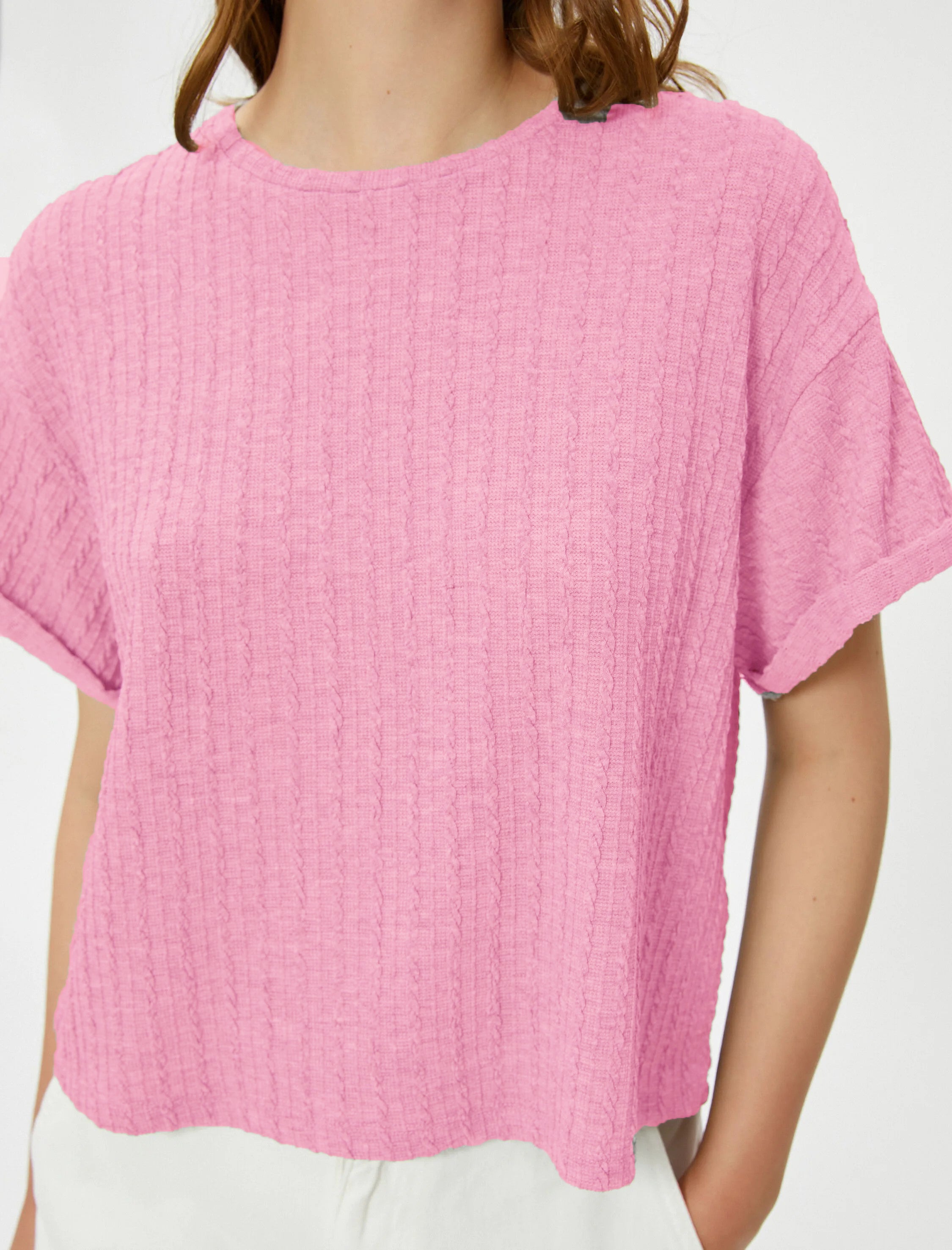 Women Loose Fit Formal Pink Tops