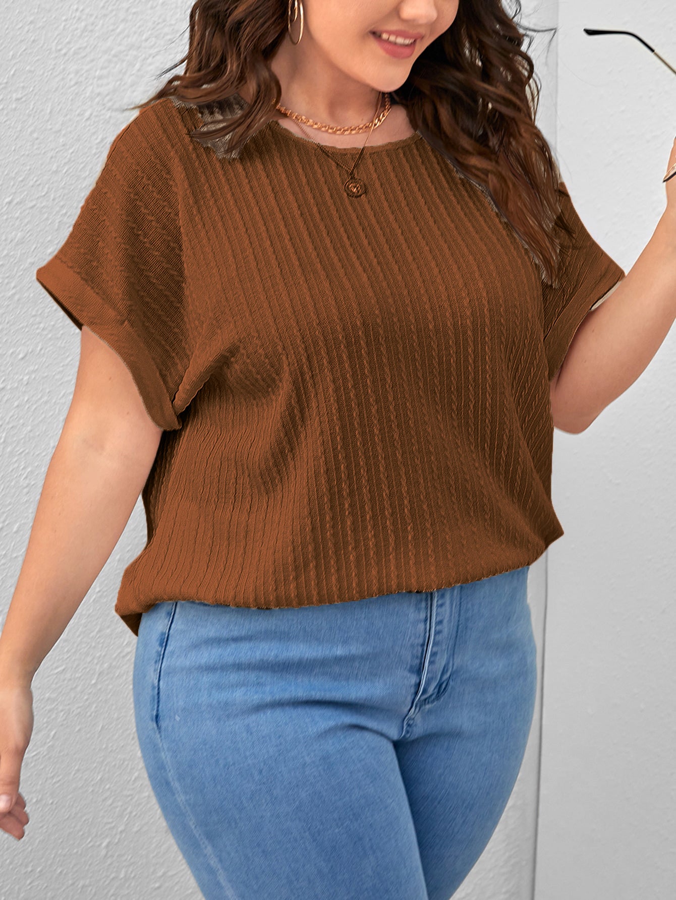 Women Casual Office Work Brown Tops