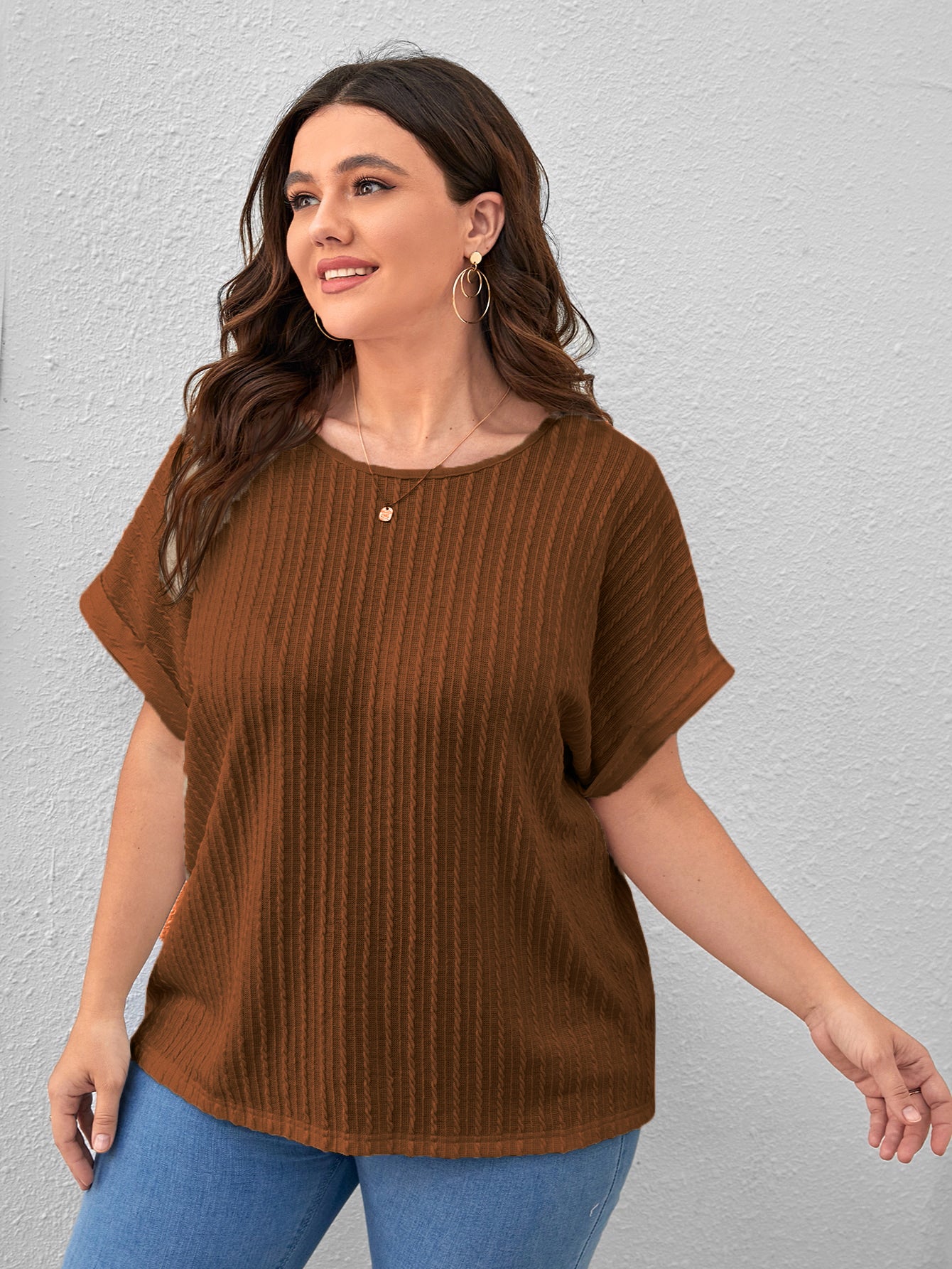 Women Casual Office Work Brown Tops