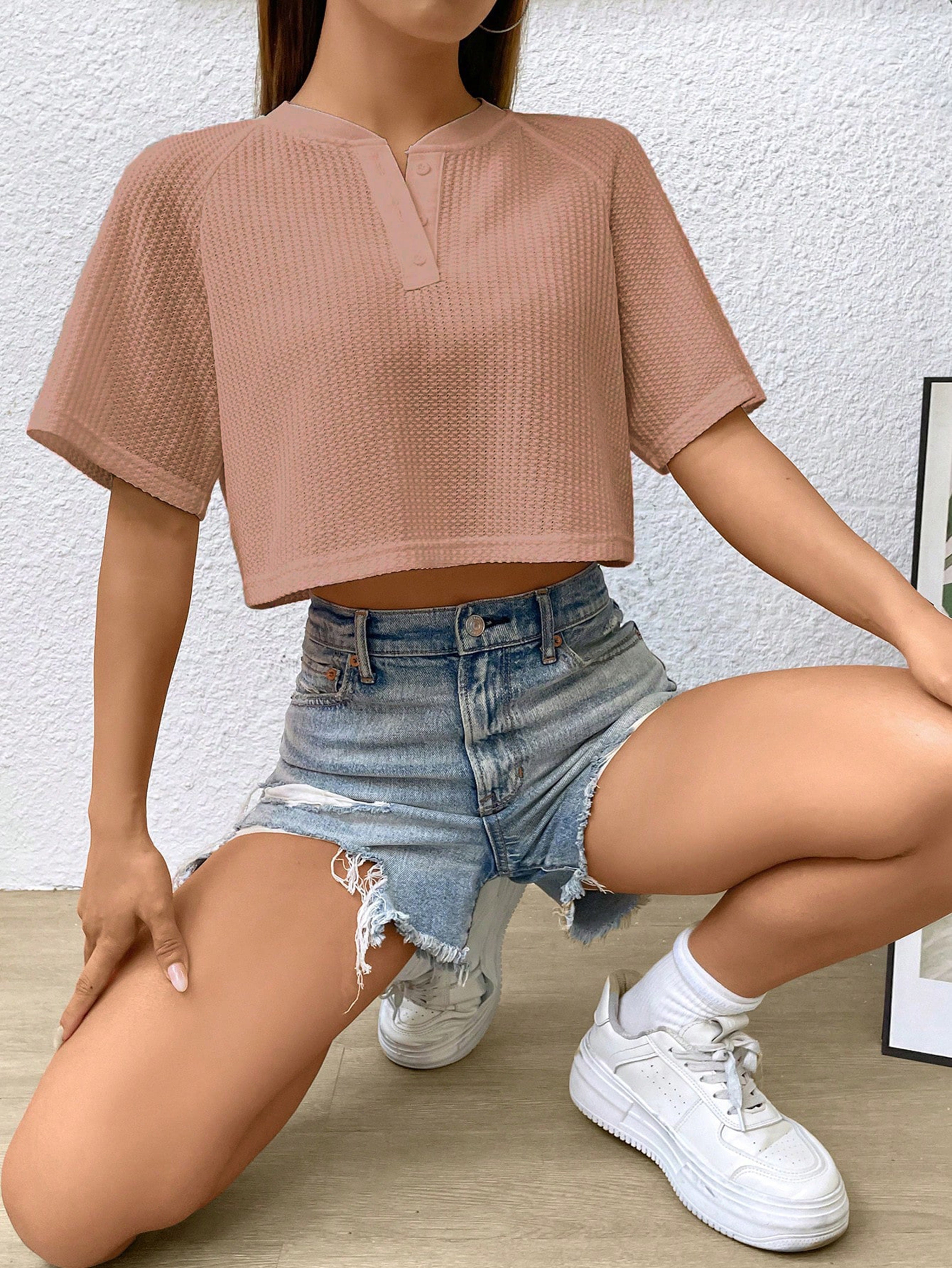Women Cropped Party Disco Pink Tops