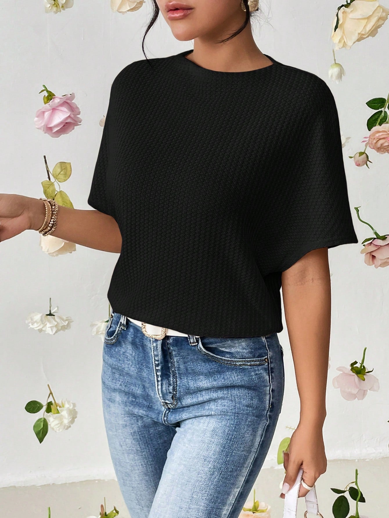 Women Classical Oversized Black Tops