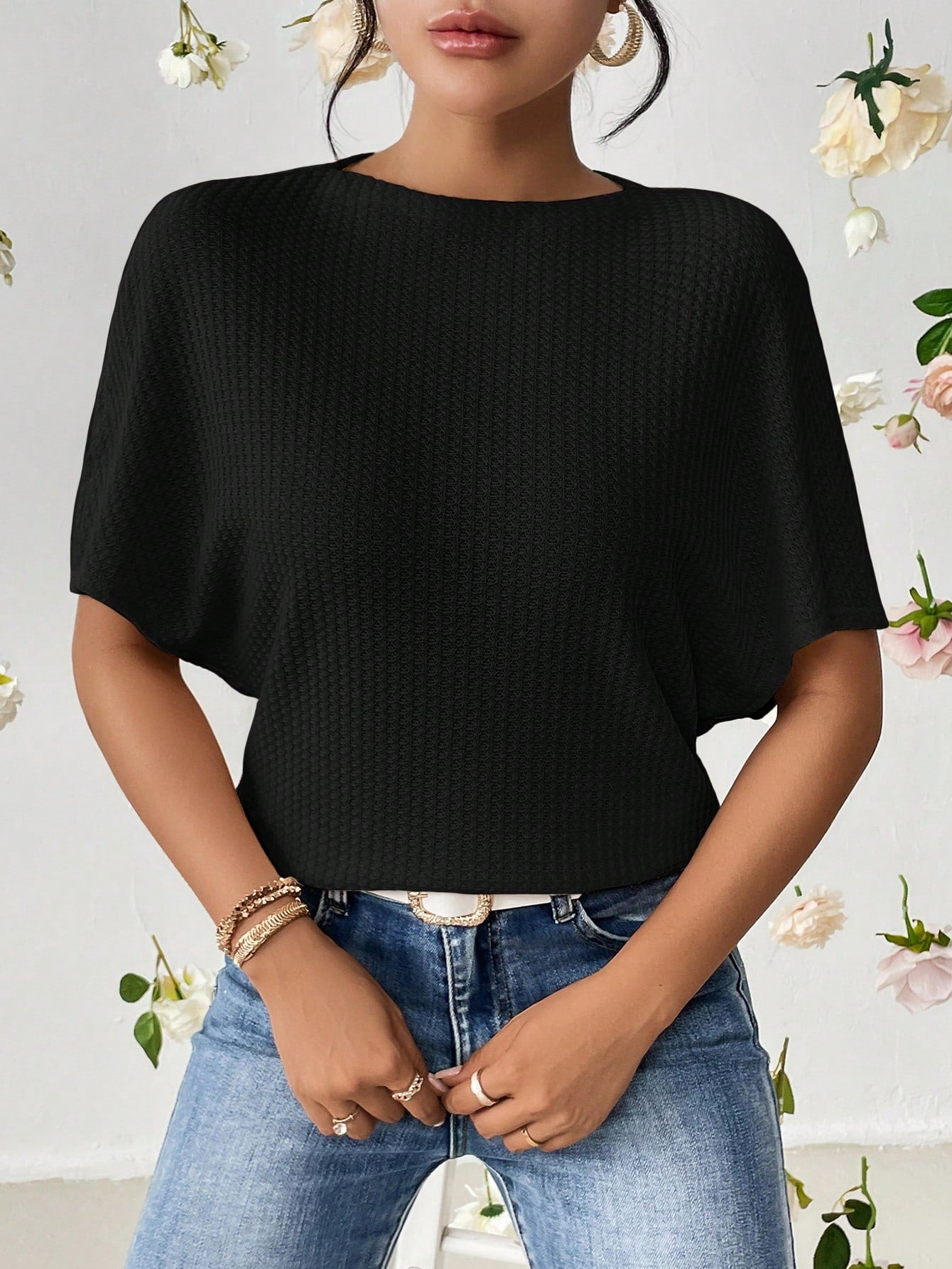 Women Classical Oversized Black Tops