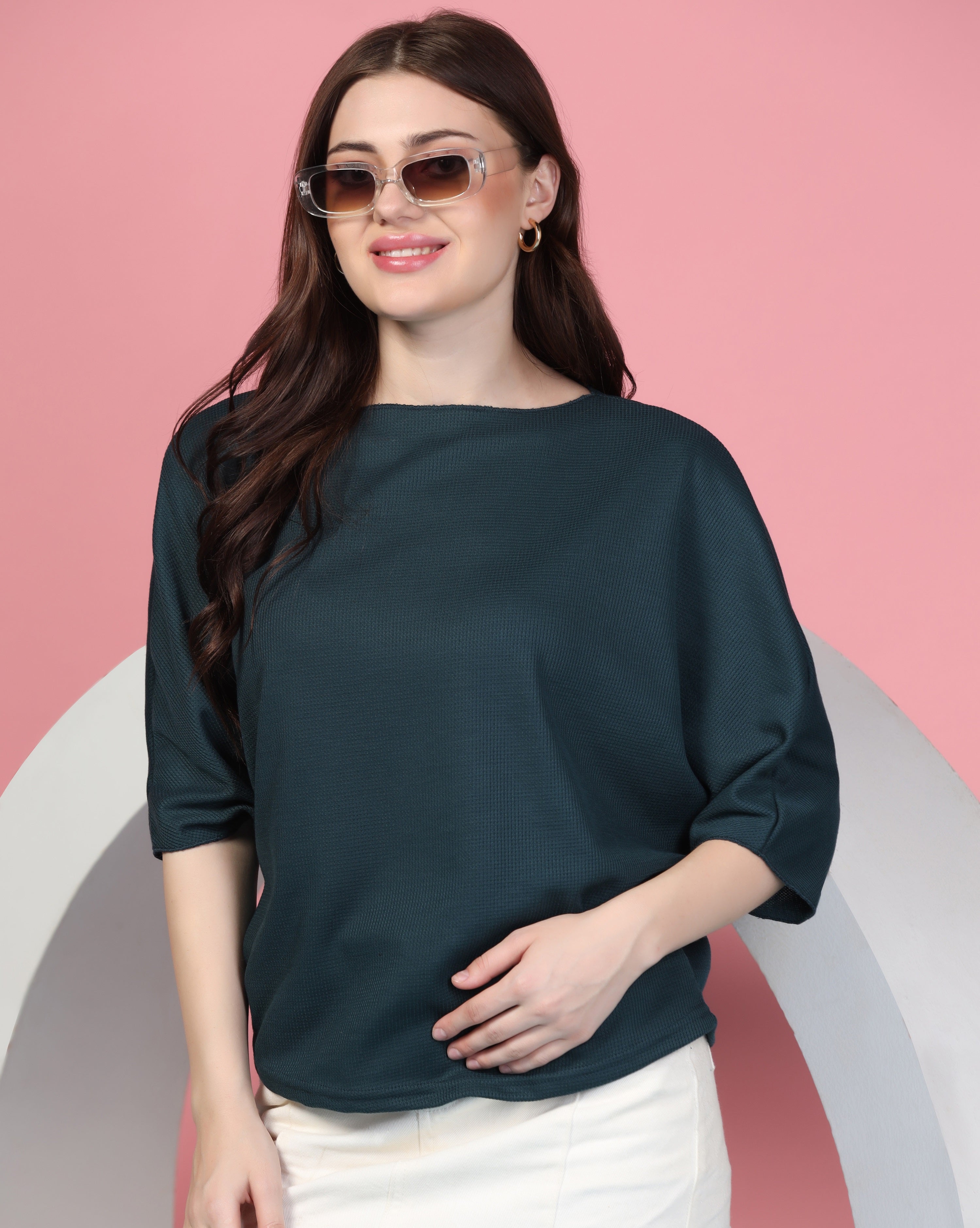 Women Classical Oversized Dark Green Tops