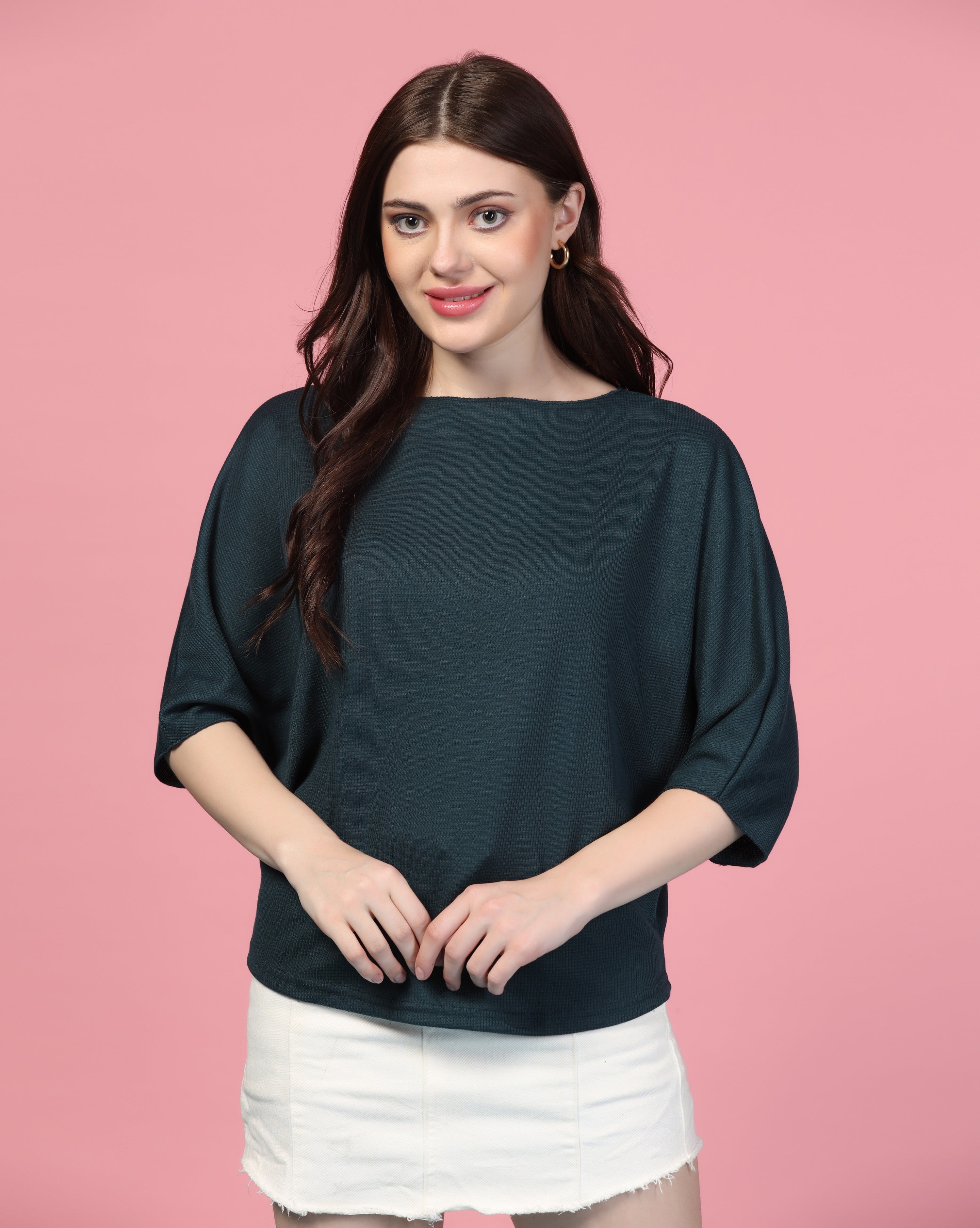 Women Classical Oversized Dark Green Tops