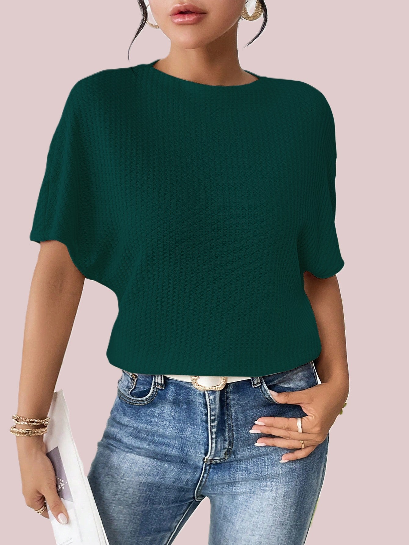 Women Classical Oversized Dark Green Tops
