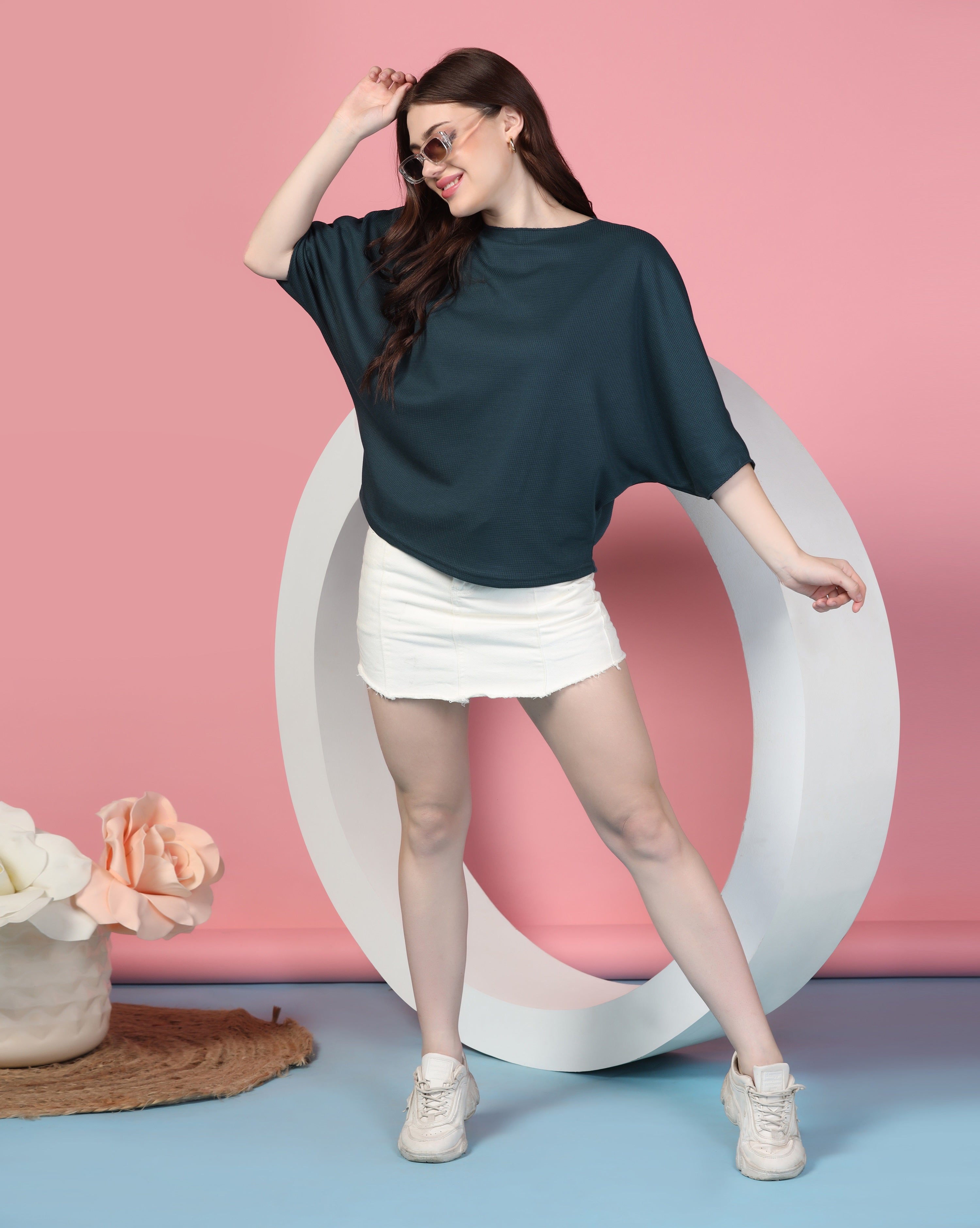 Women Classical Oversized Dark Green Tops