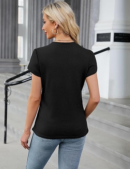 Women Summer Fashion Dressy Black Tops