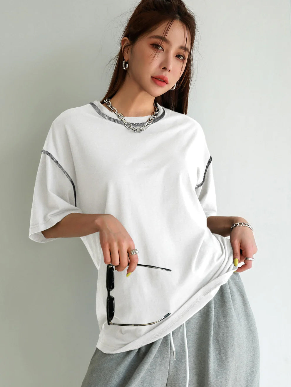 Women Oversized BTS Lover White Tops