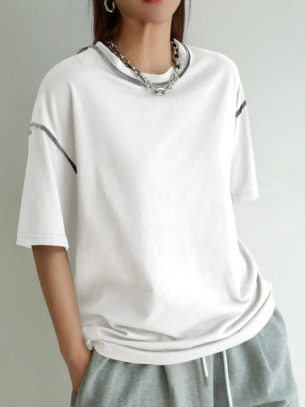 Women Oversized BTS Lover White Tops