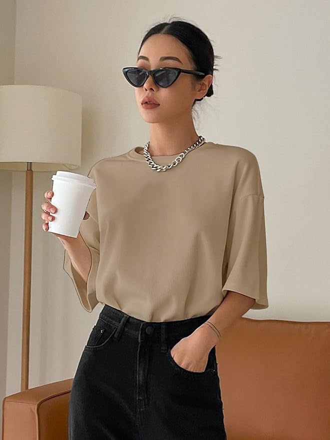 Women Dressy Office Work Casual Brown Tops