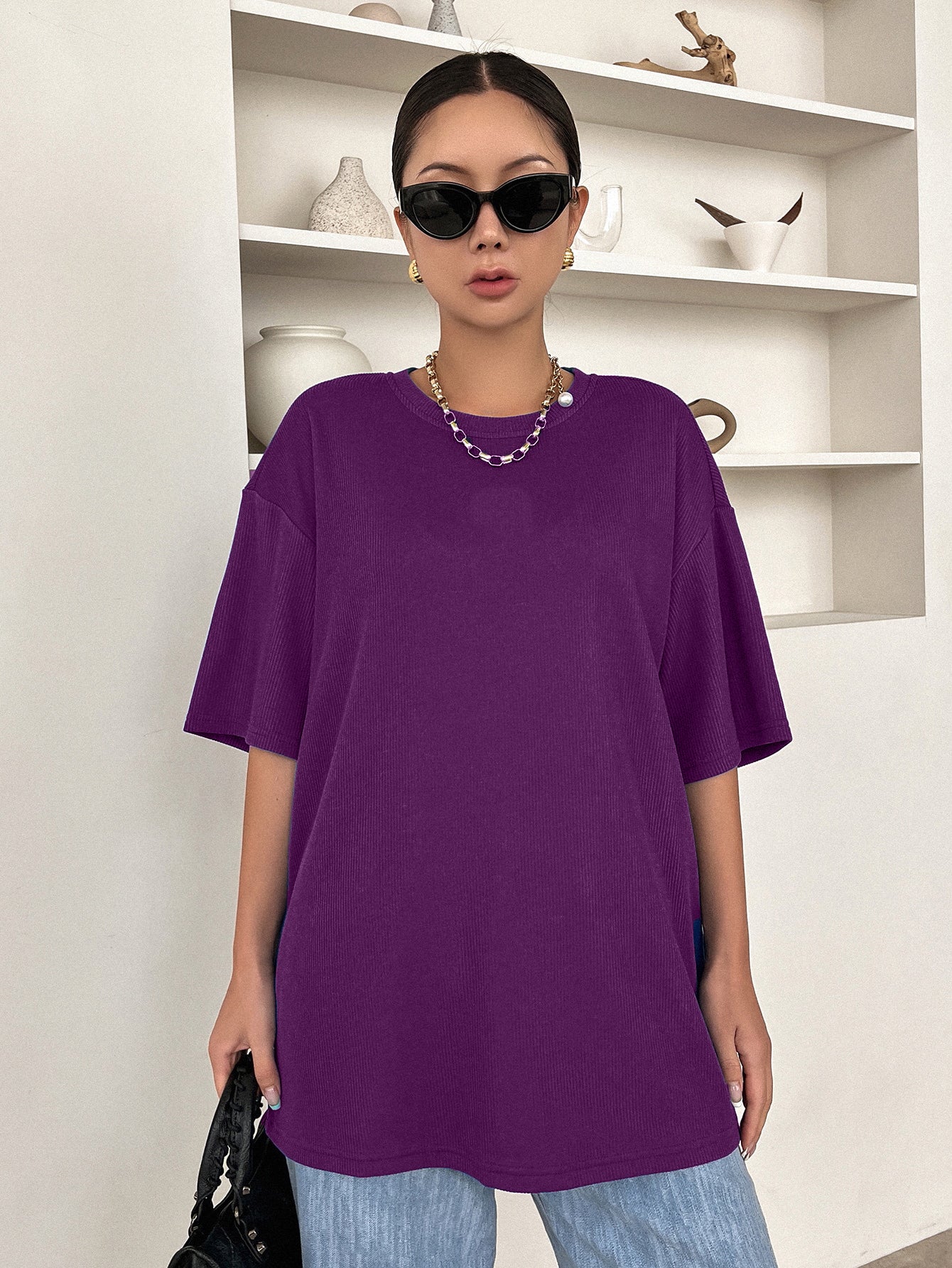 Women Dressy Office Work Casual Purple Tops
