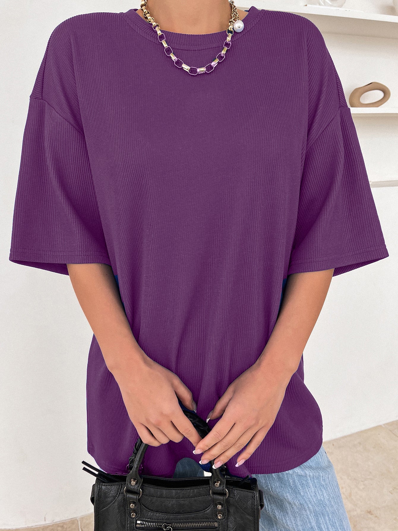 Women Dressy Office Work Casual Purple Tops
