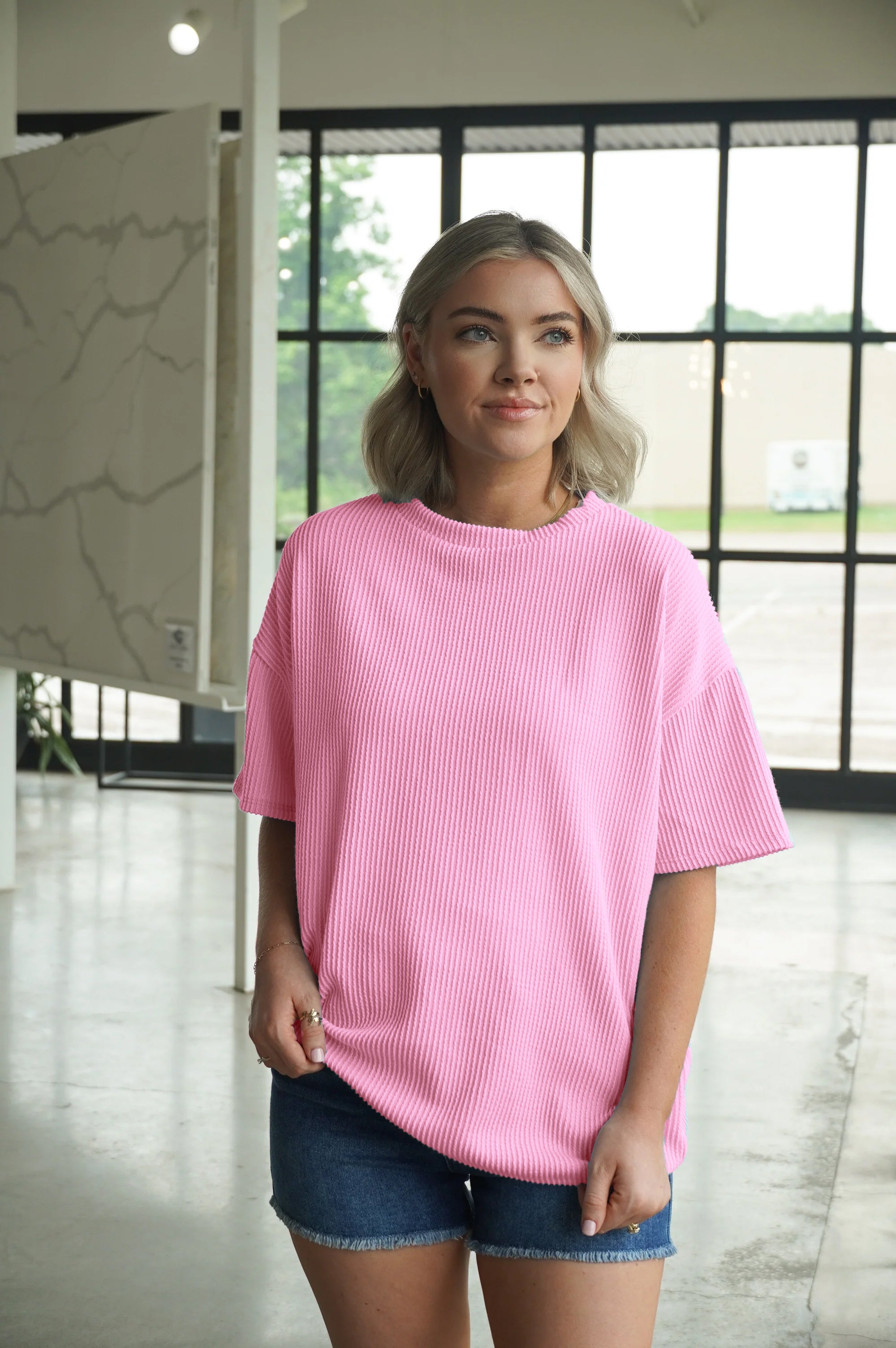 Women Crewneck Oversized PinkTops