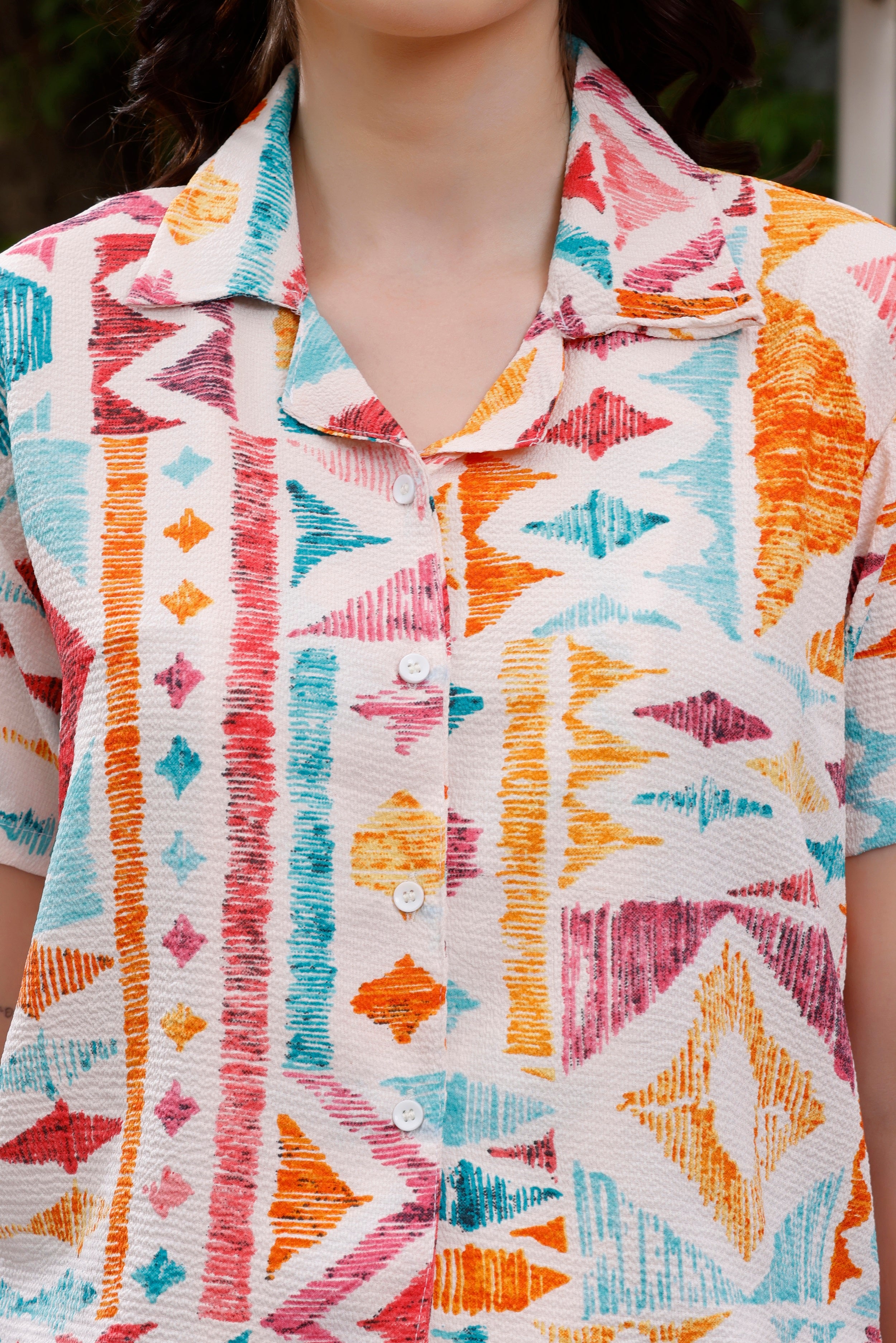 Zilcon Womens Button Down Shirt Short Sleeve Printed V Neck Collared Button Up Summer Traveling Shirt Work Tops