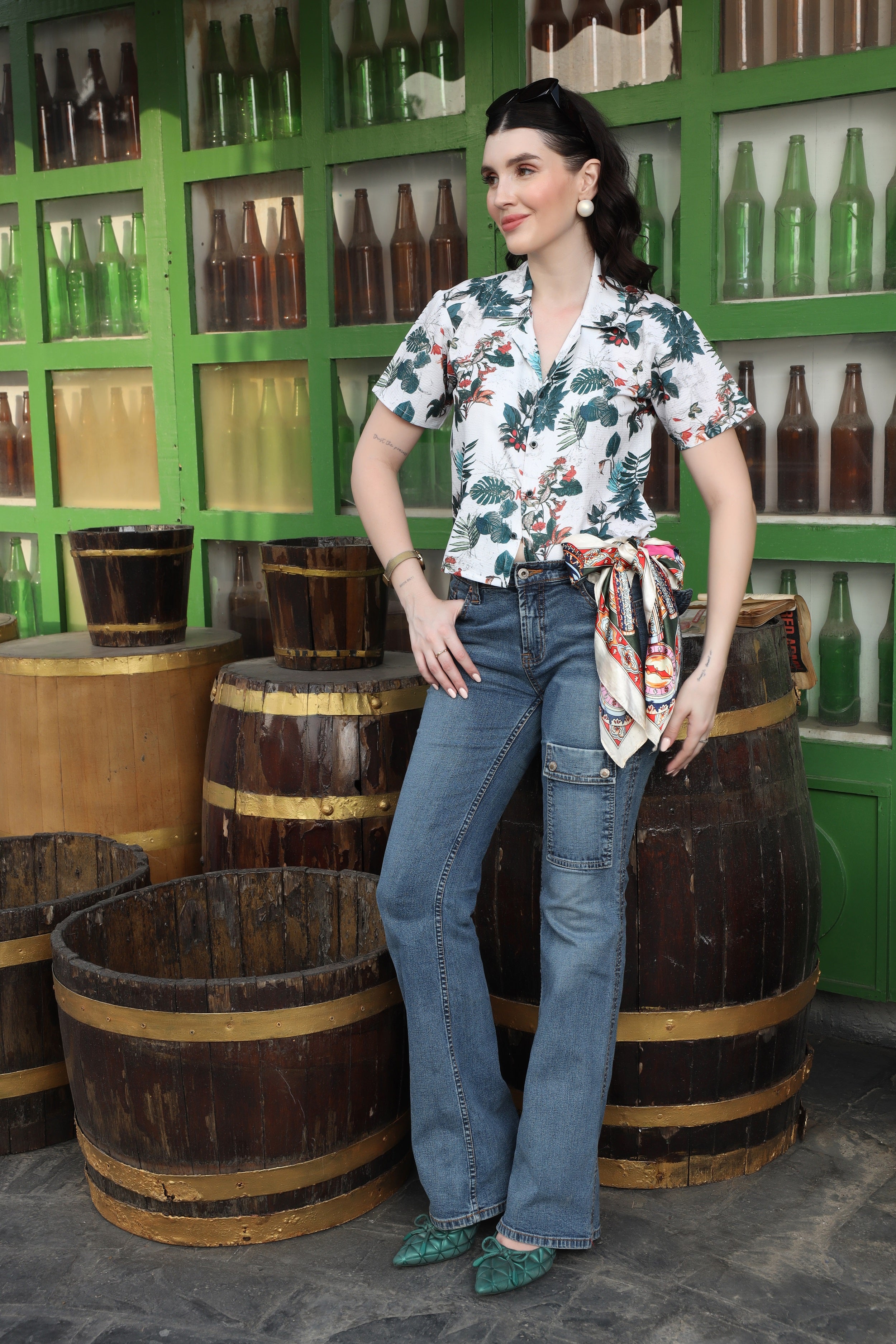 Zilcon Womens Button Down Shirt Short Sleeve Printed V Neck Collared Button Up Summer Traveling Shirt Work Tops