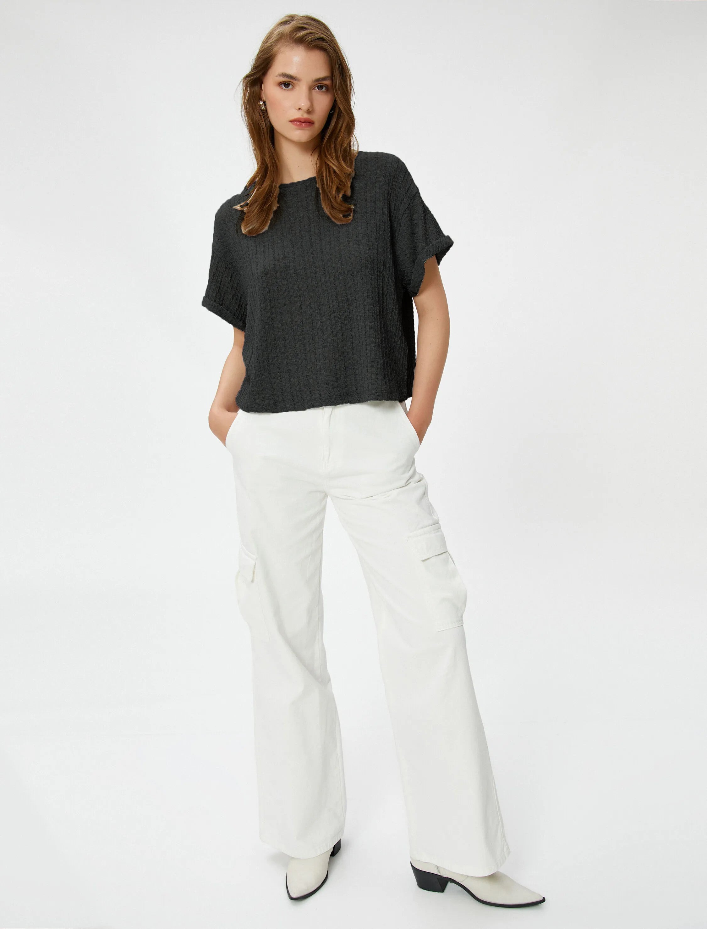 Women Loose Fit Formal Black Tops