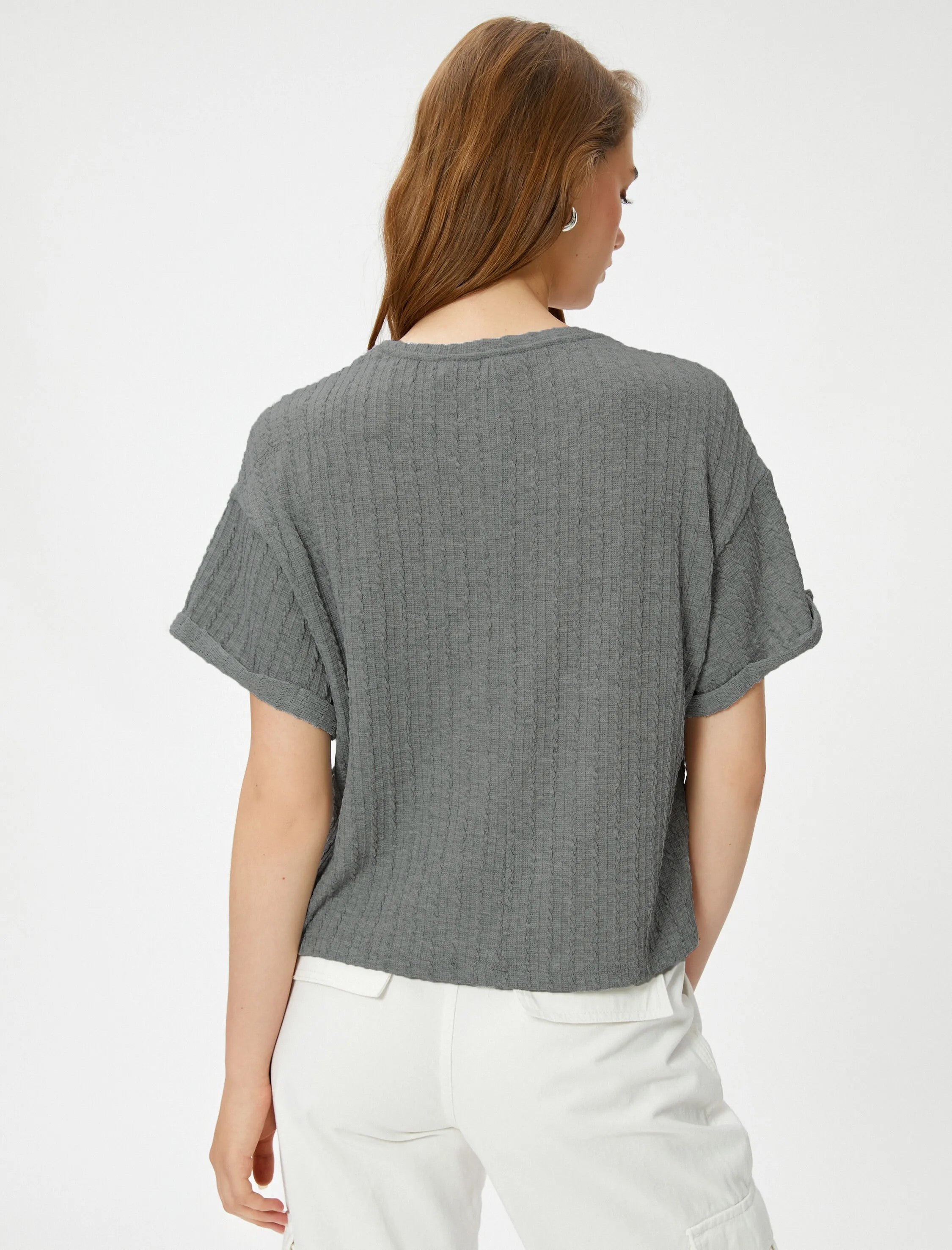 Women Loose Fit Formal Dark Grey Tops