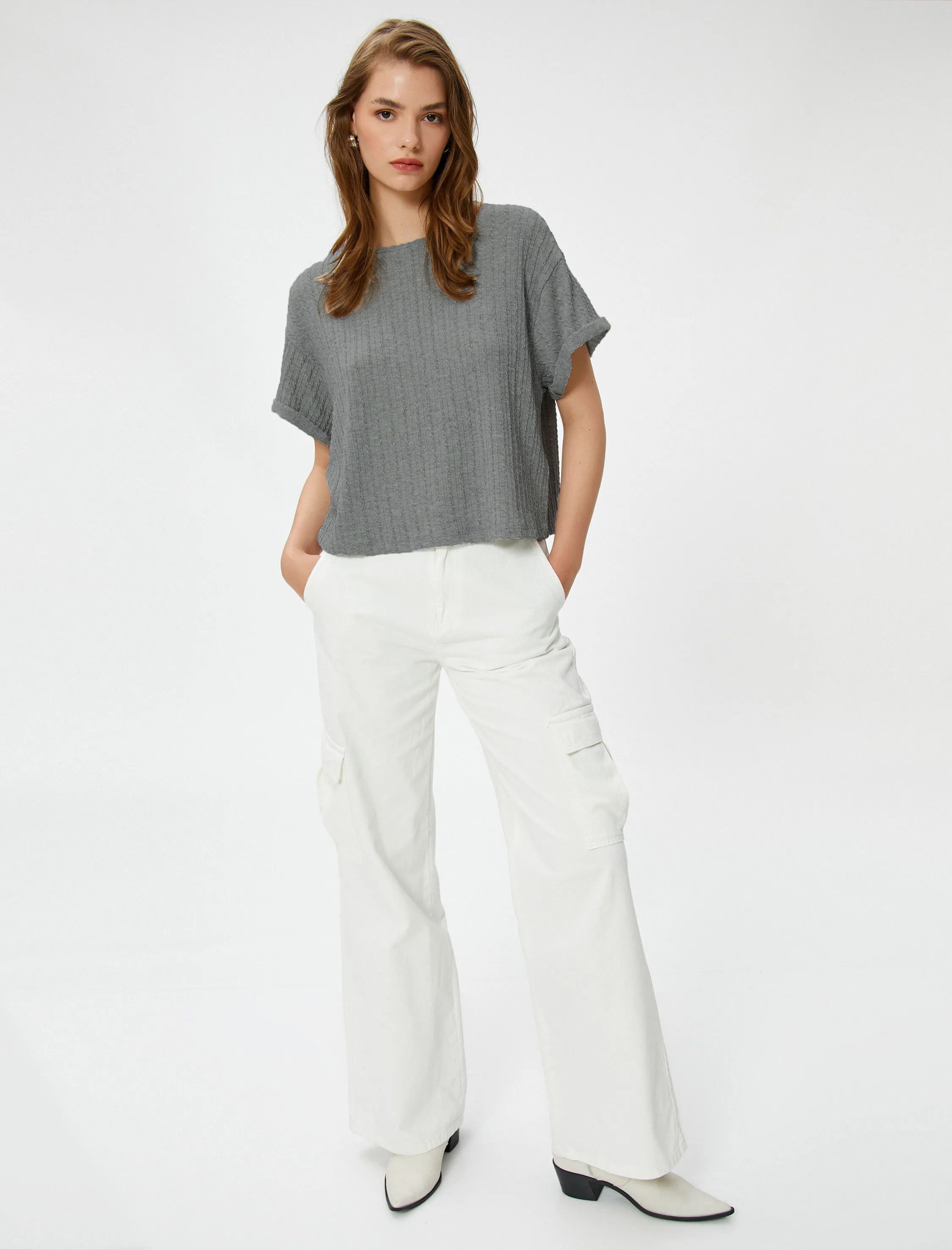 Women Loose Fit Formal Dark Grey Tops