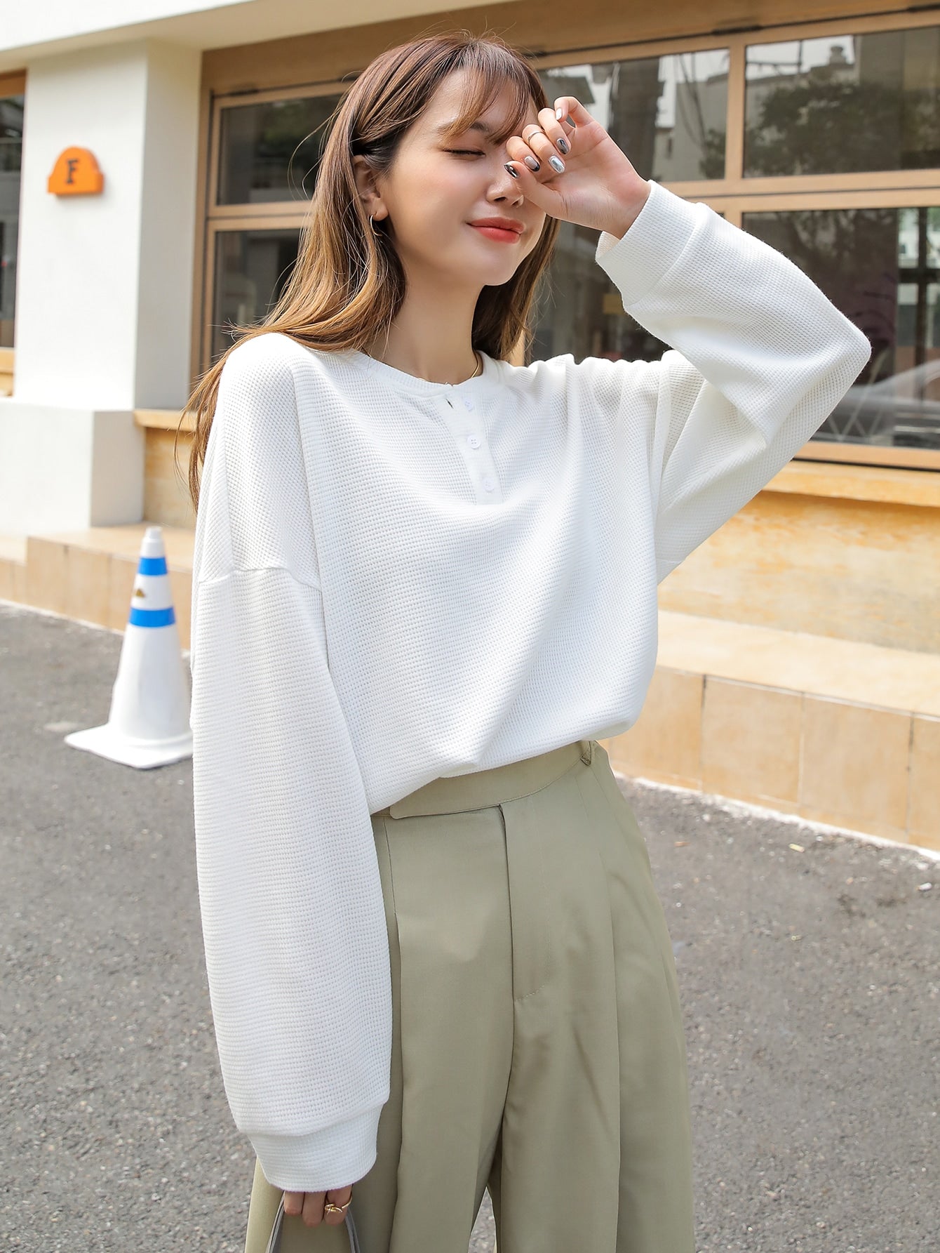 Women Oversized Korean White Tops