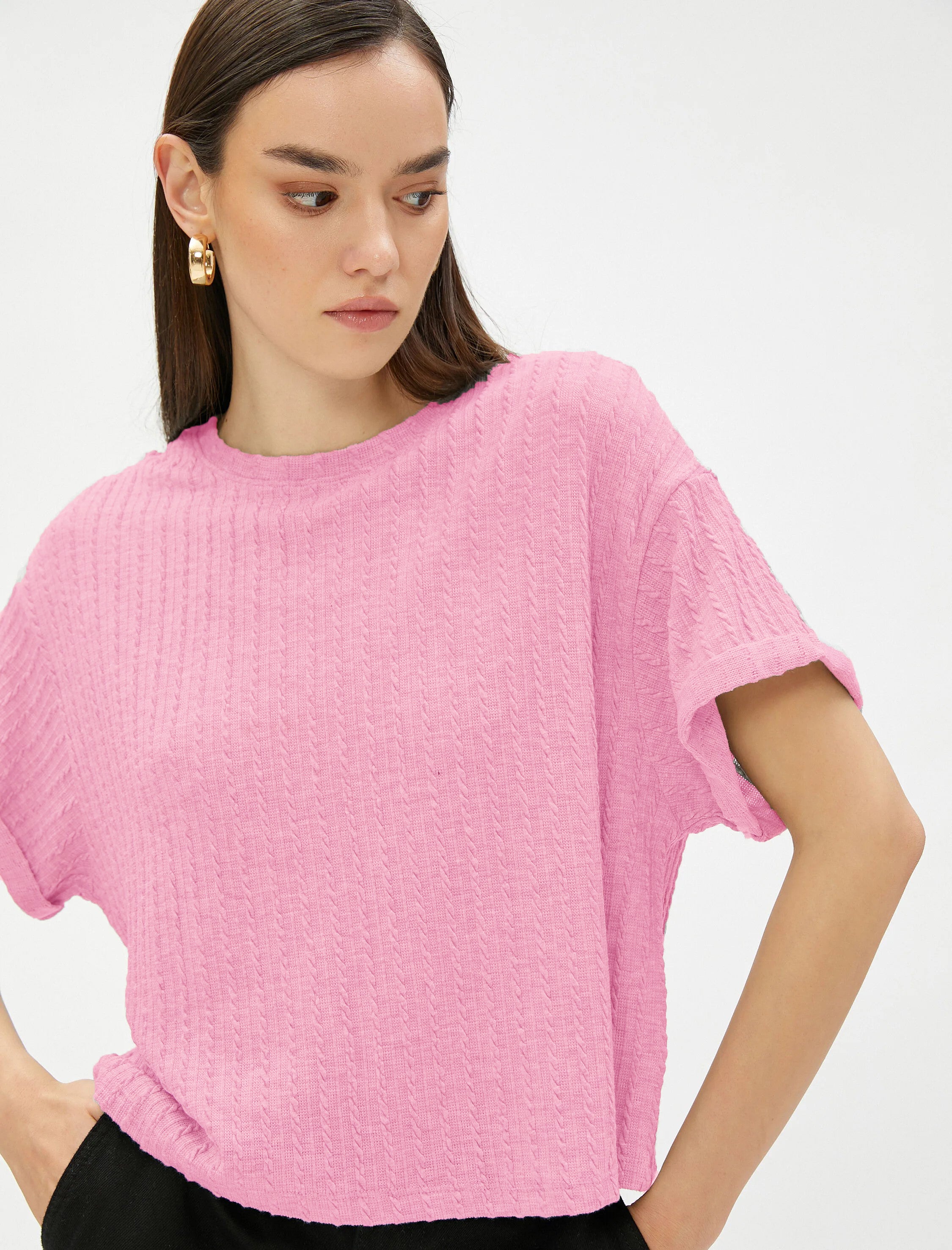 Women Loose Fit Formal Pink Tops