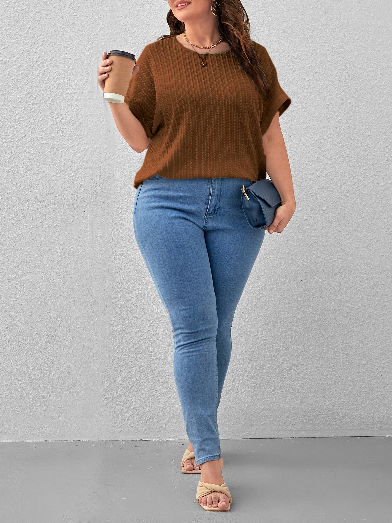 Women Casual Office Work Brown Tops