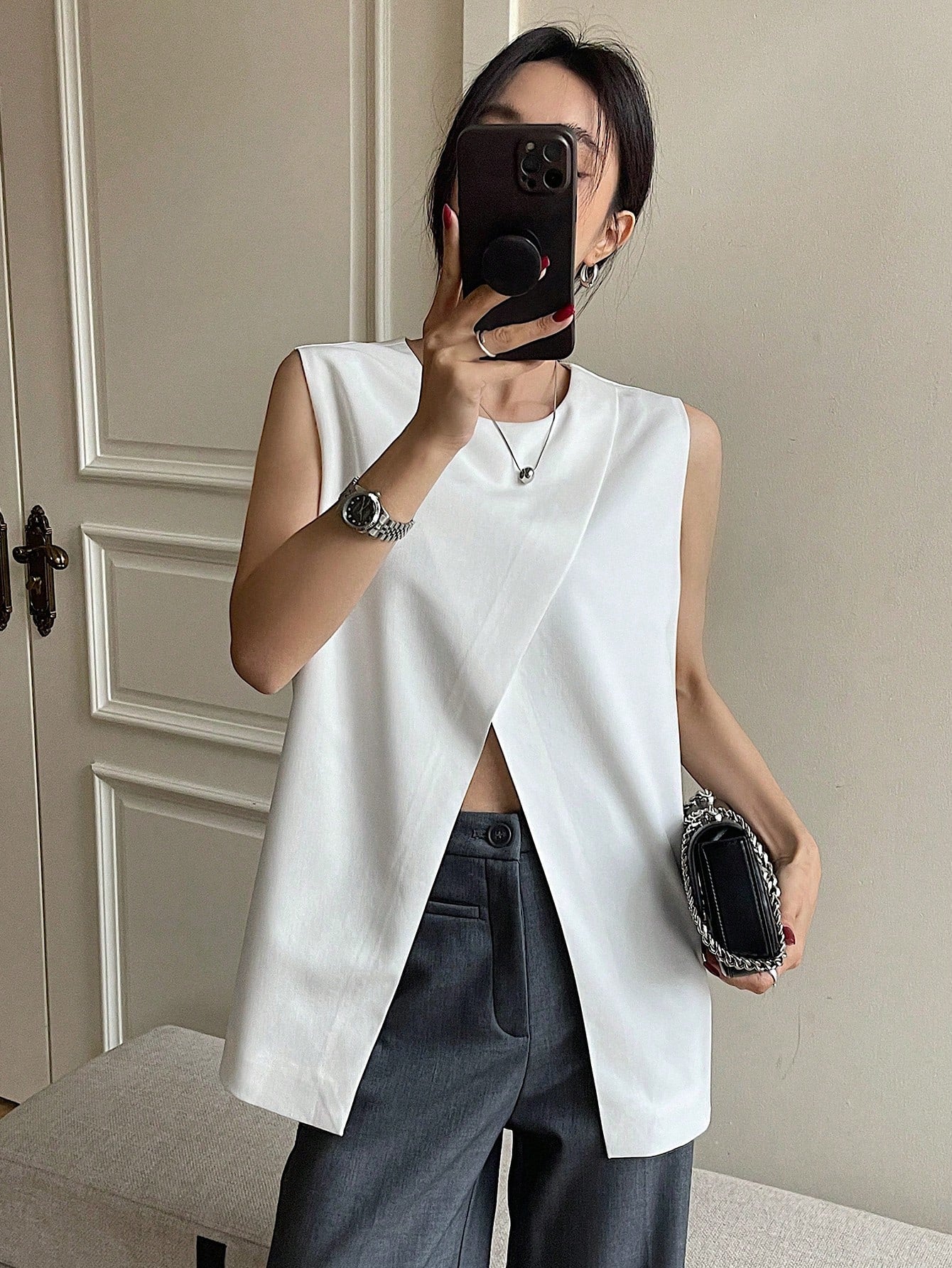 Women's Round Neck Top Sleeveless Summer Woman Stylish Western Basic Top