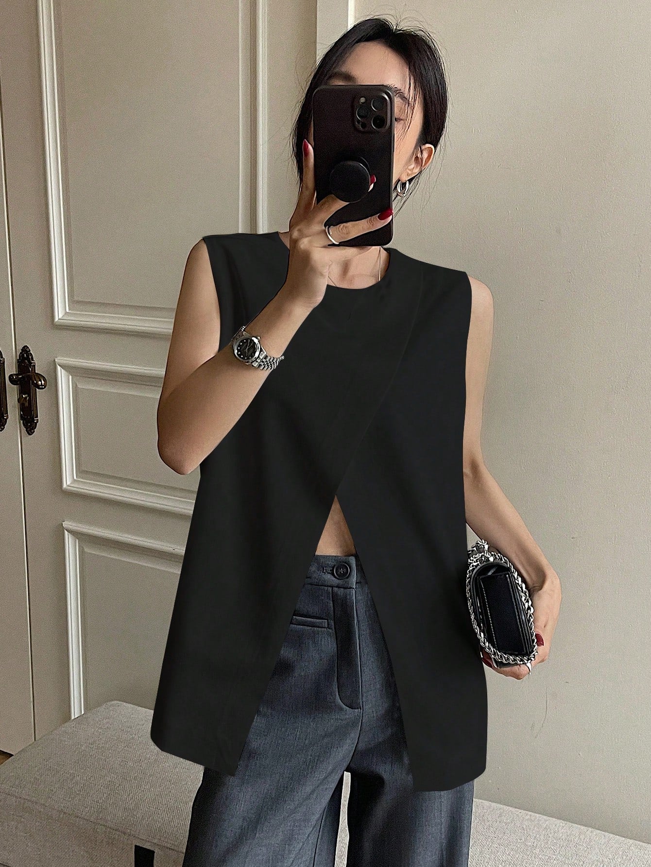 Women's Round Neck Top Sleeveless Summer Woman Stylish Western Basic Top