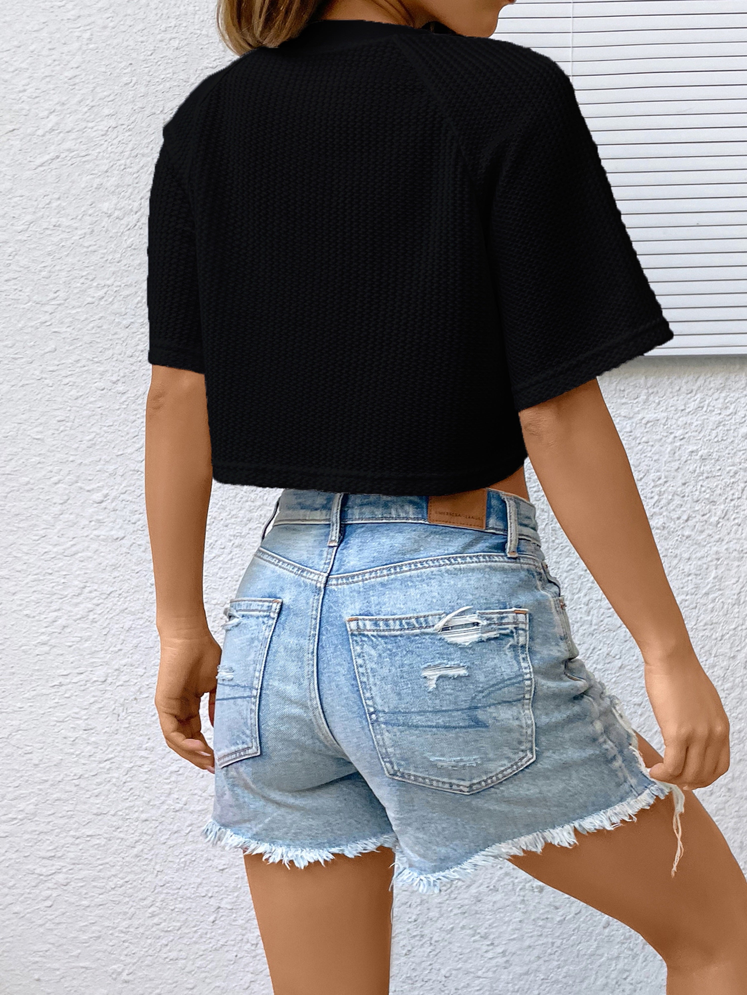 Women Cropped Party Disco Black Tops