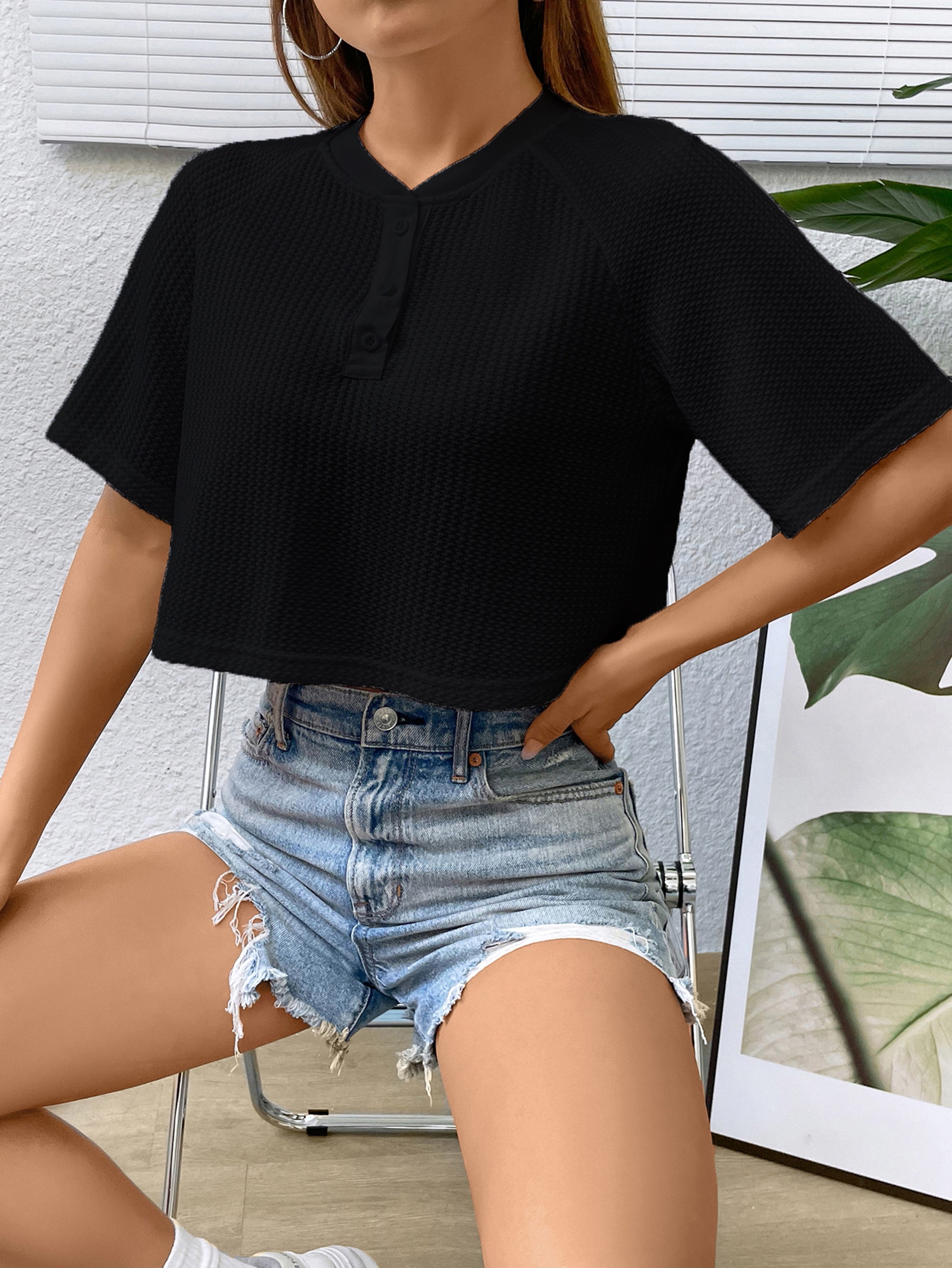 Women Cropped Party Disco Black Tops