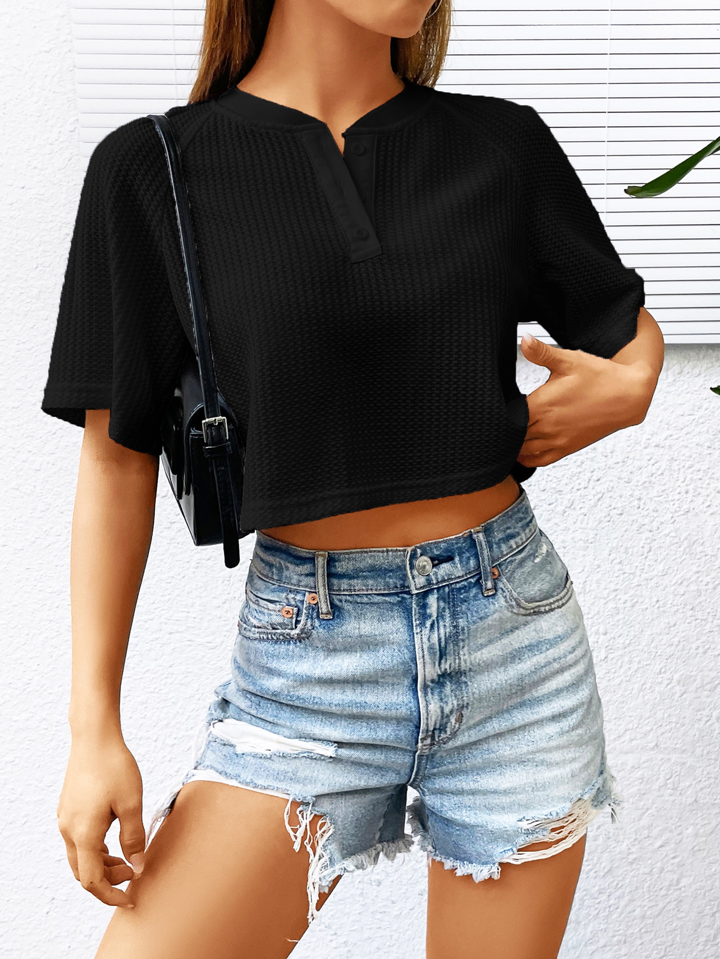 Women Cropped Party Disco Black Tops