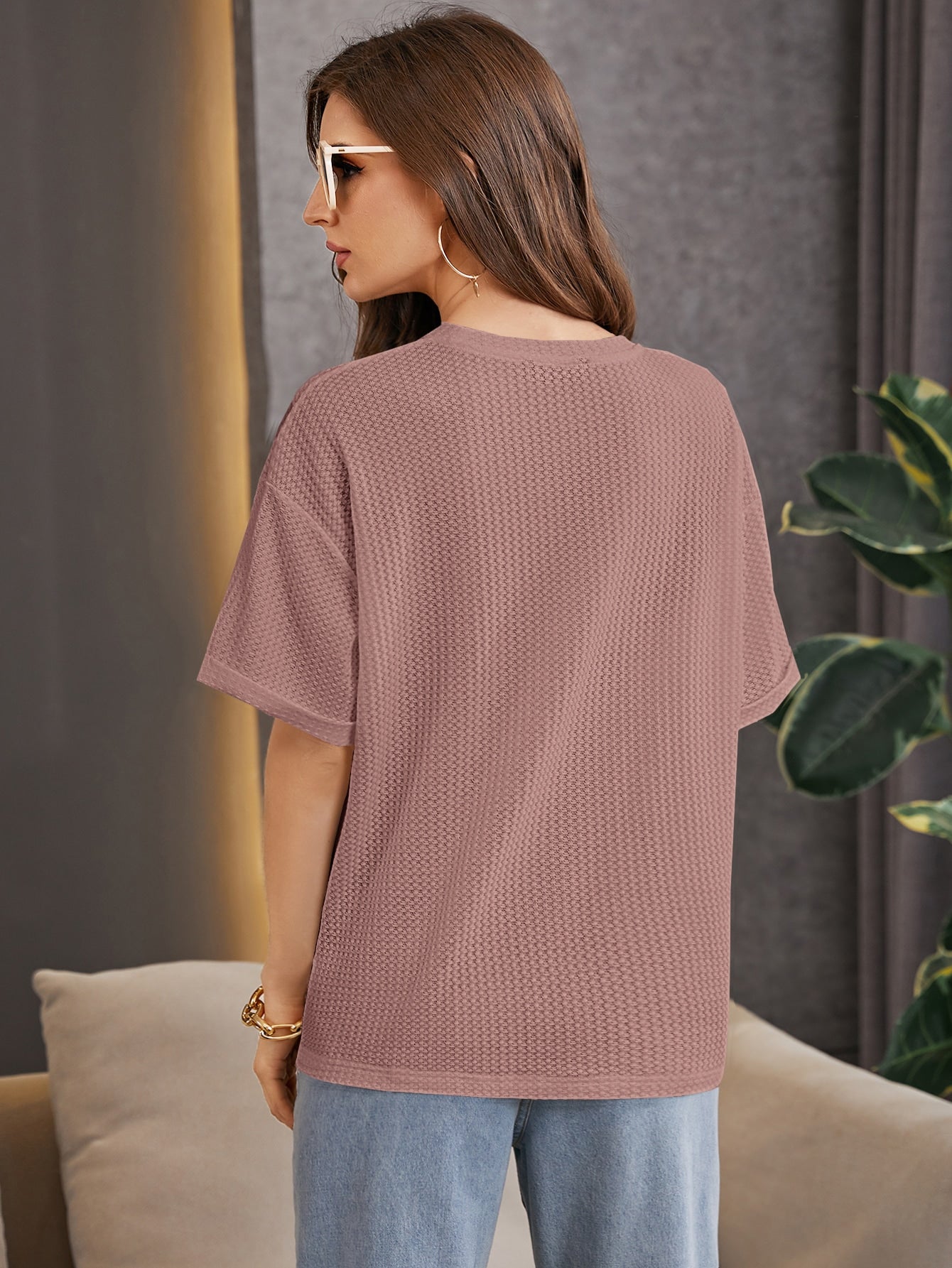 Women Oversized Western Pink Tops