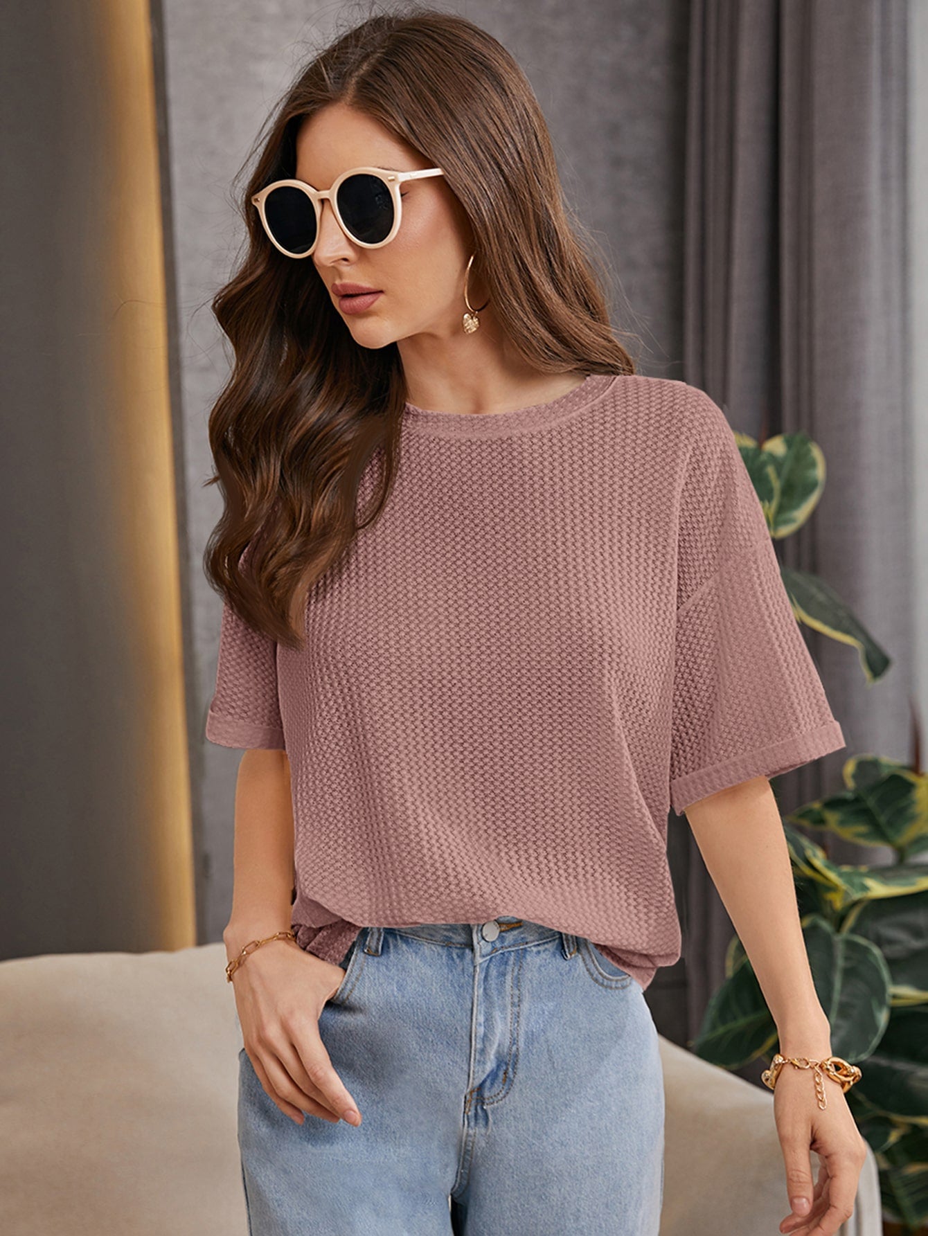 Women Oversized Western Pink Tops