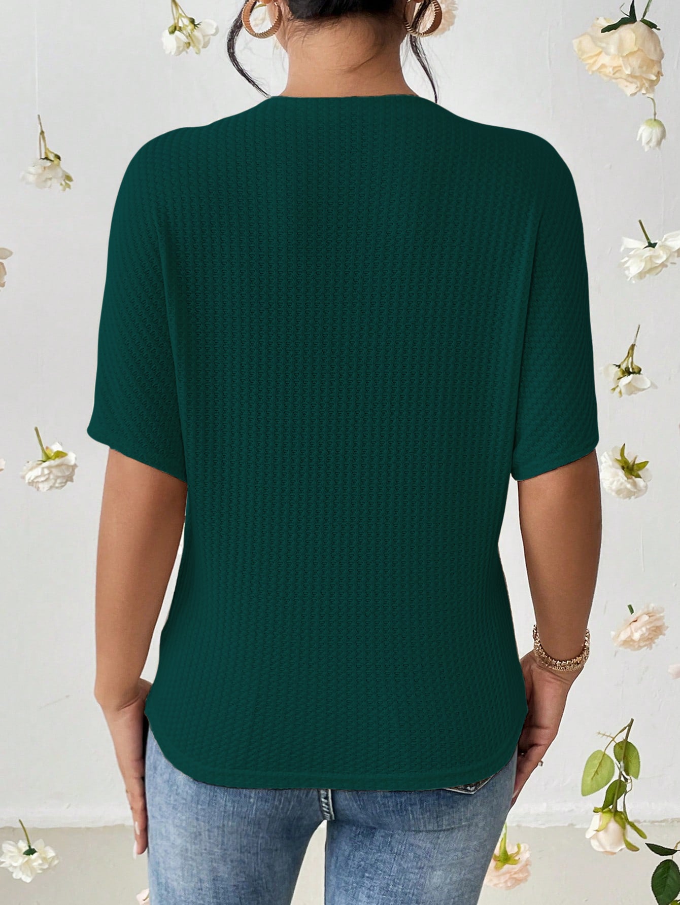Women Classical Oversized Dark Green Tops