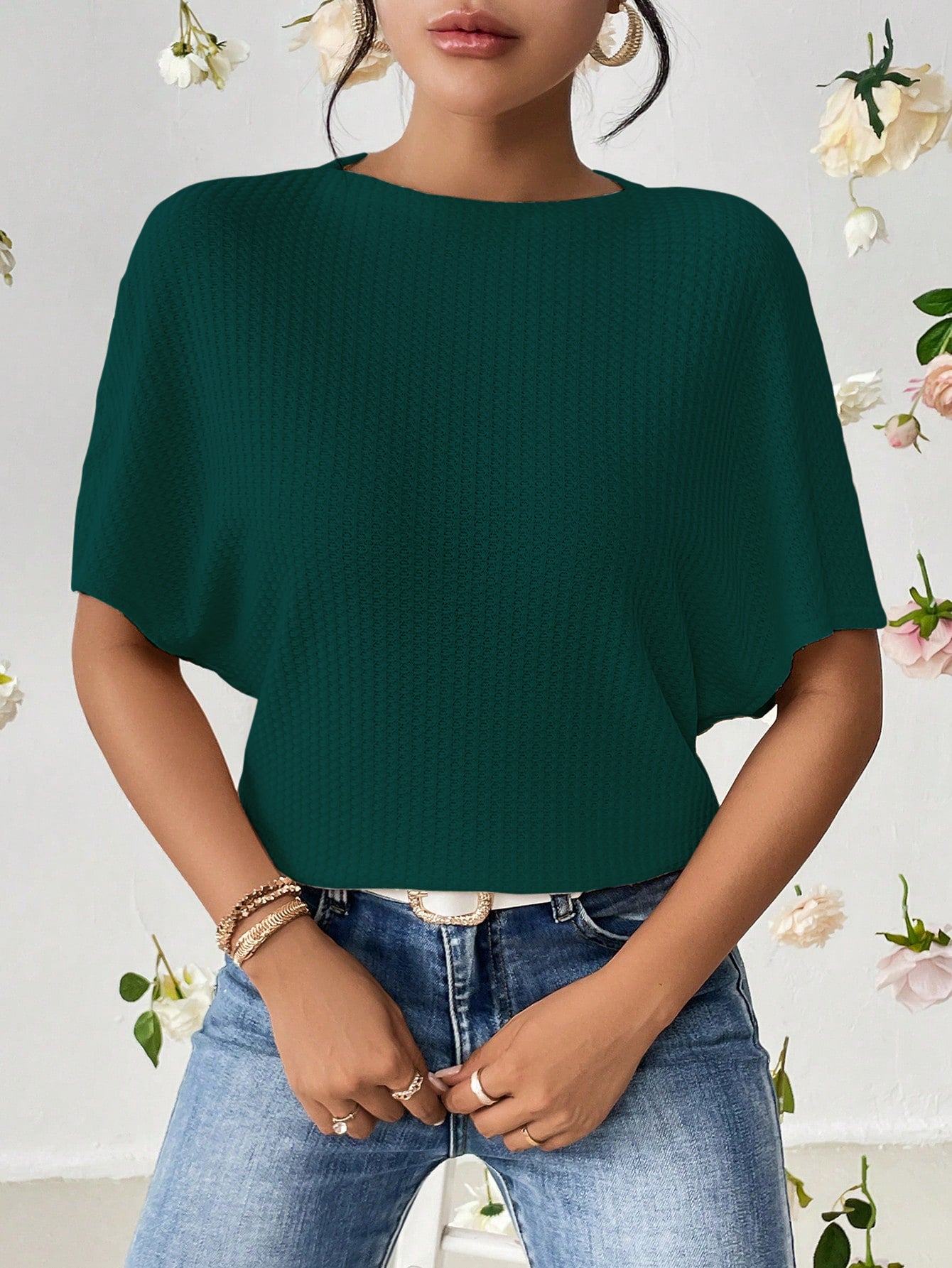 Women Classical Oversized Dark Green Tops