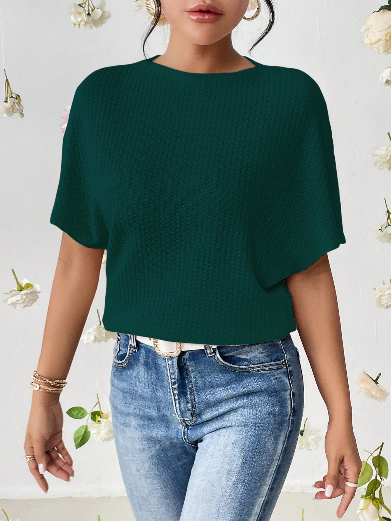 Women Classical Oversized Dark Green Tops