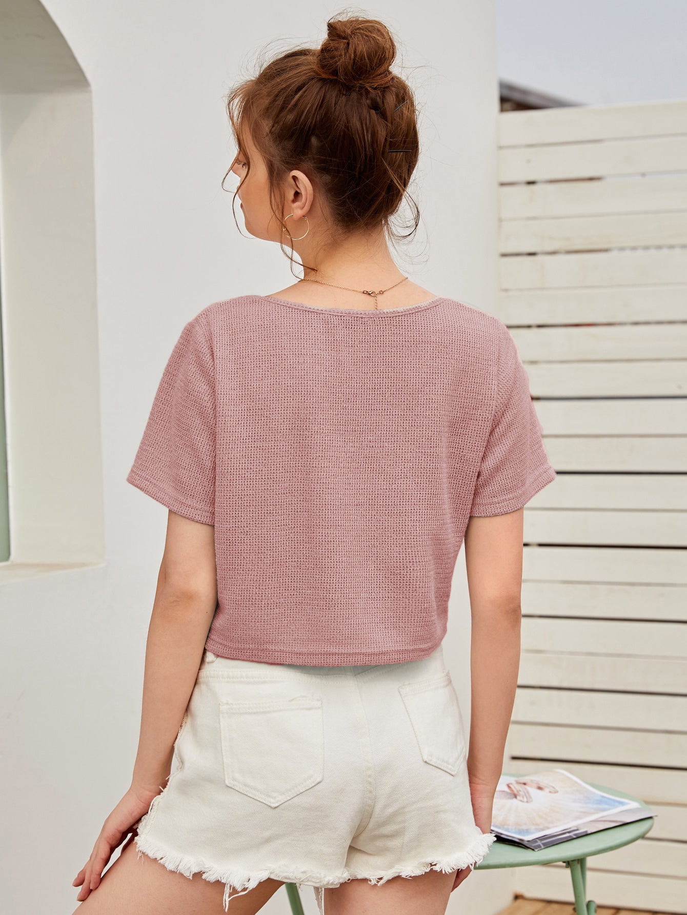 Women Summer Winter Pink Crop Tops