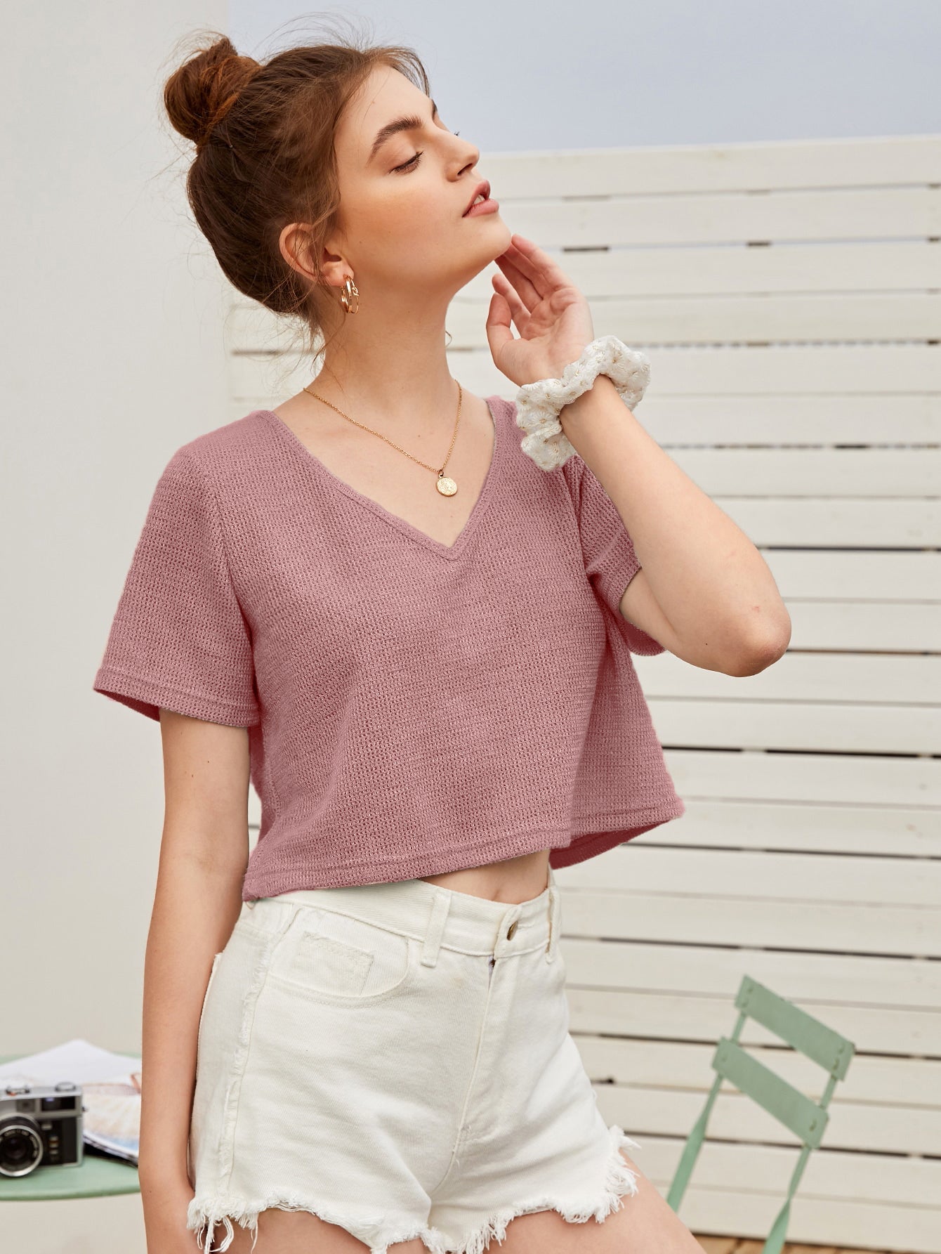 Women Summer Winter Pink Crop Tops