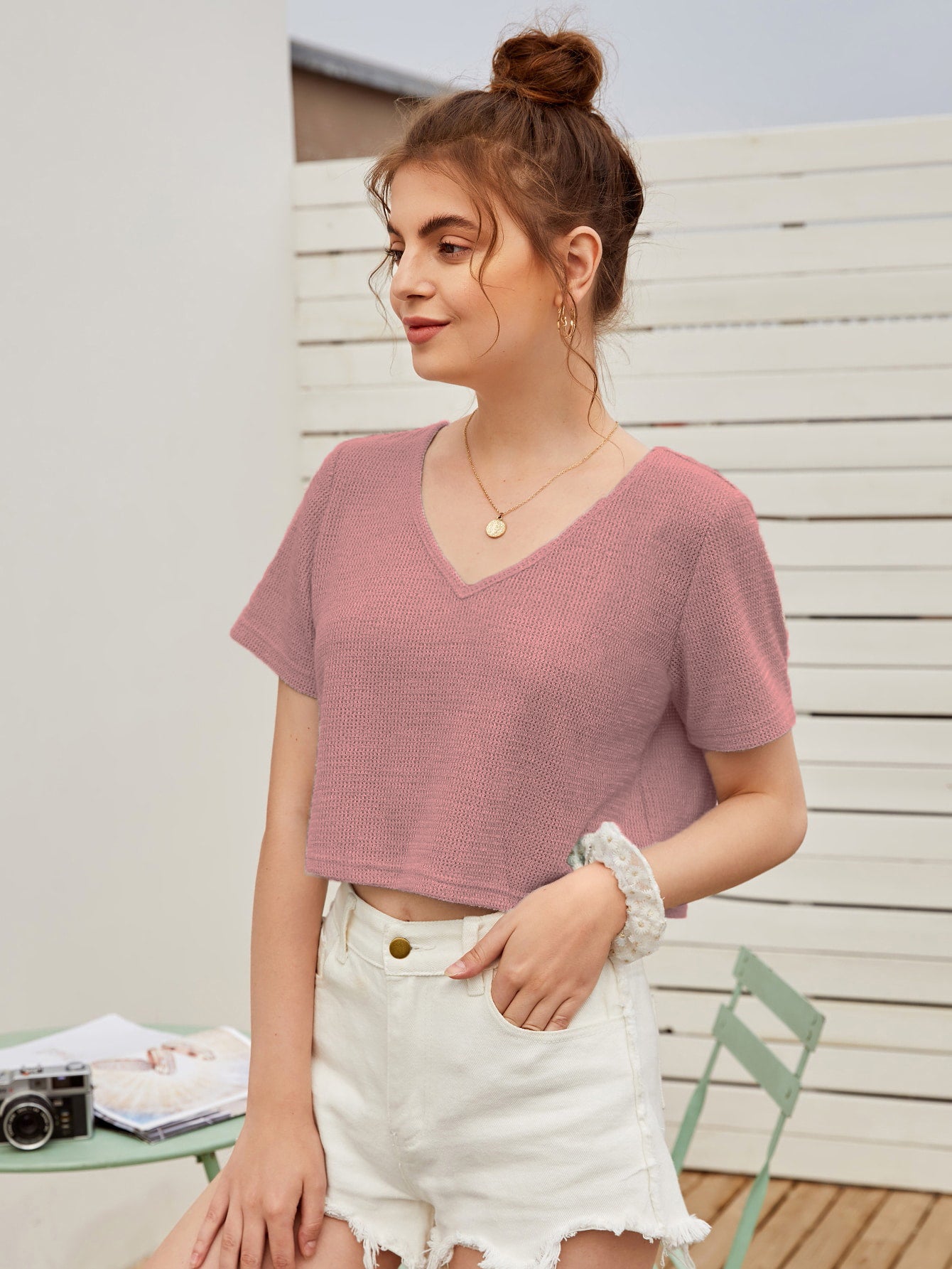 Women Summer Winter Pink Crop Tops
