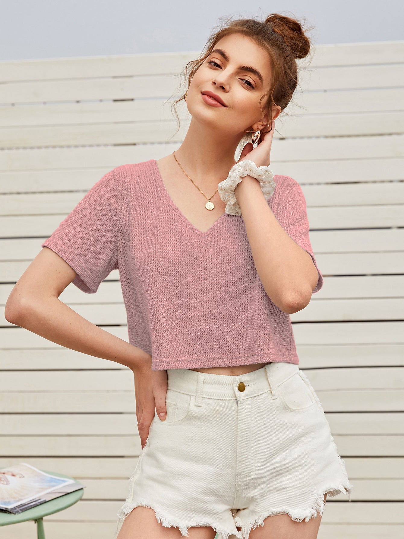 Women Summer Winter Pink Crop Tops