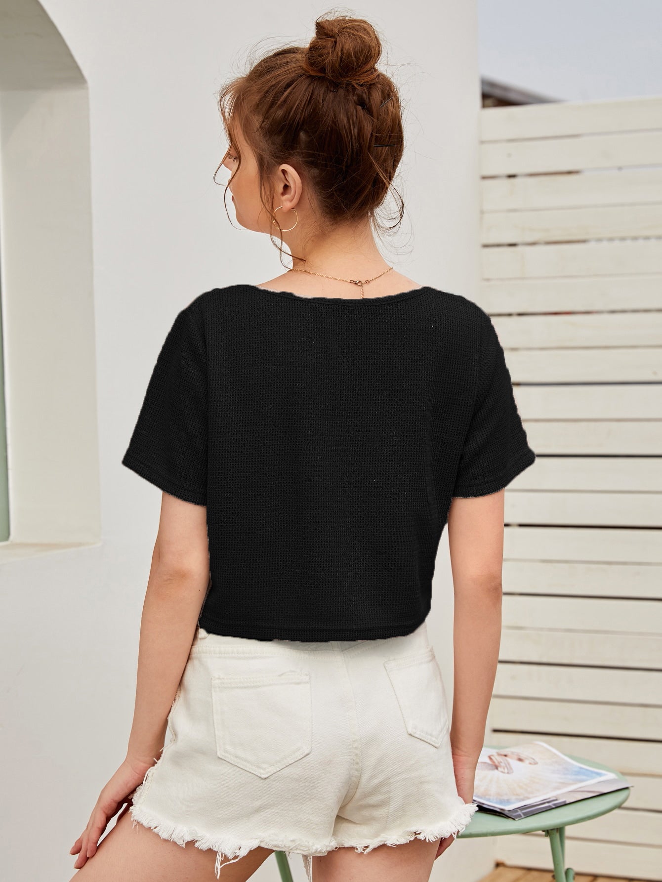 Women Summer Winter Black Crop Tops