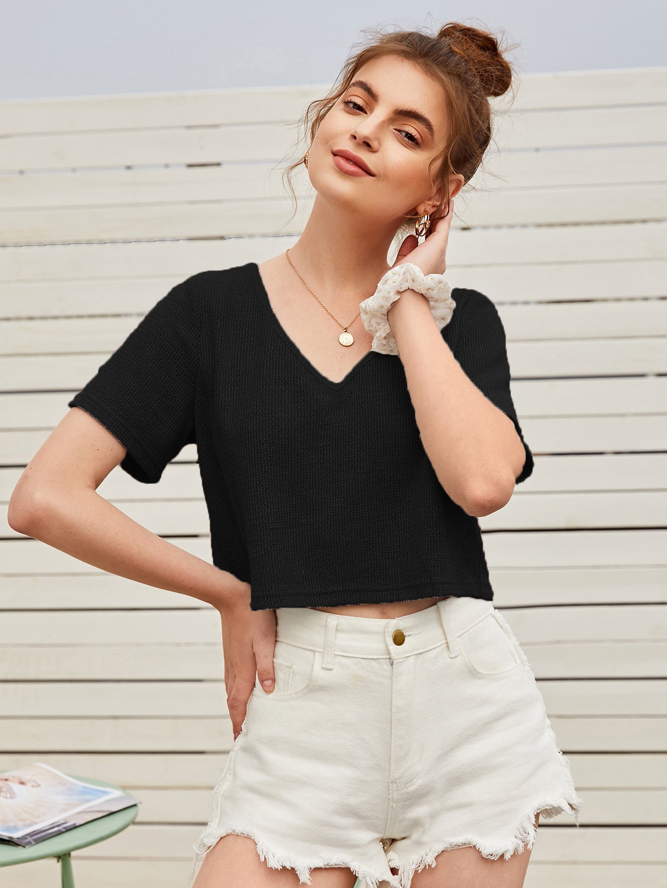 Women Summer Winter Black Crop Tops