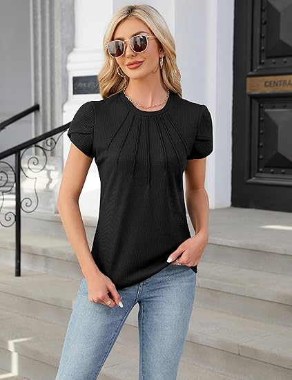 Women Summer Fashion Dressy Black Tops