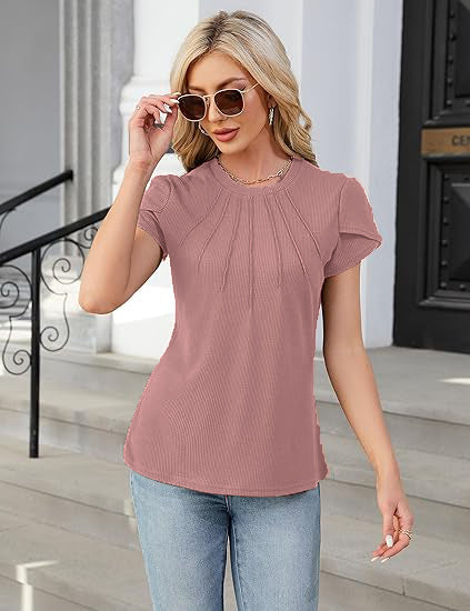 Women Summer Fashion Dressy Dark PinkTops