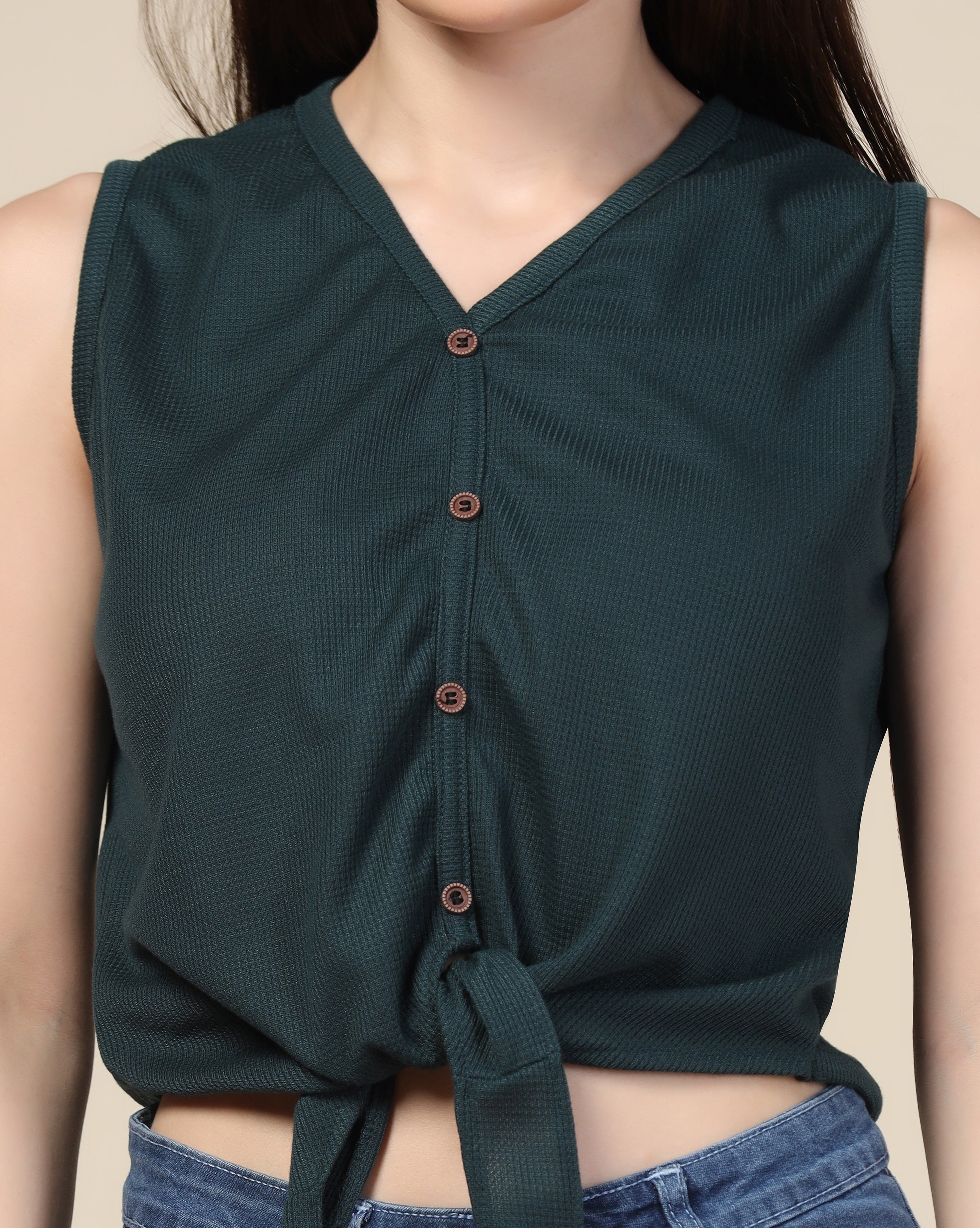 Women Waffle Regular Fit Western Yellow Tops