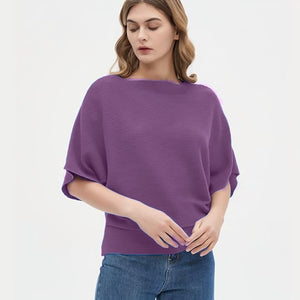 Women Ribbed Bagy Balloon Style Fit Purple Tops