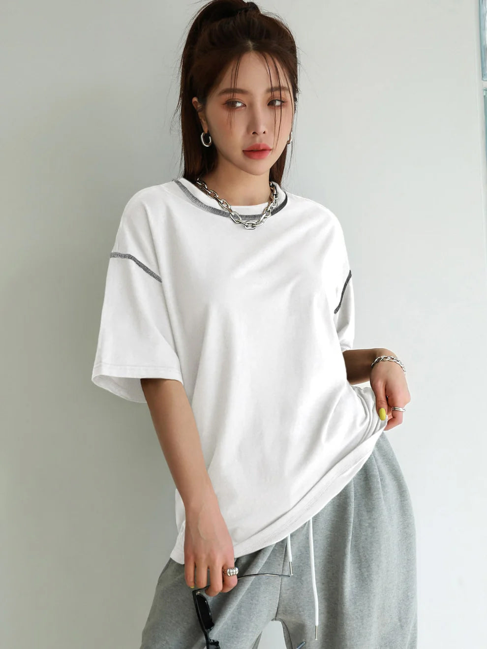 Women Oversized BTS Lover White Tops