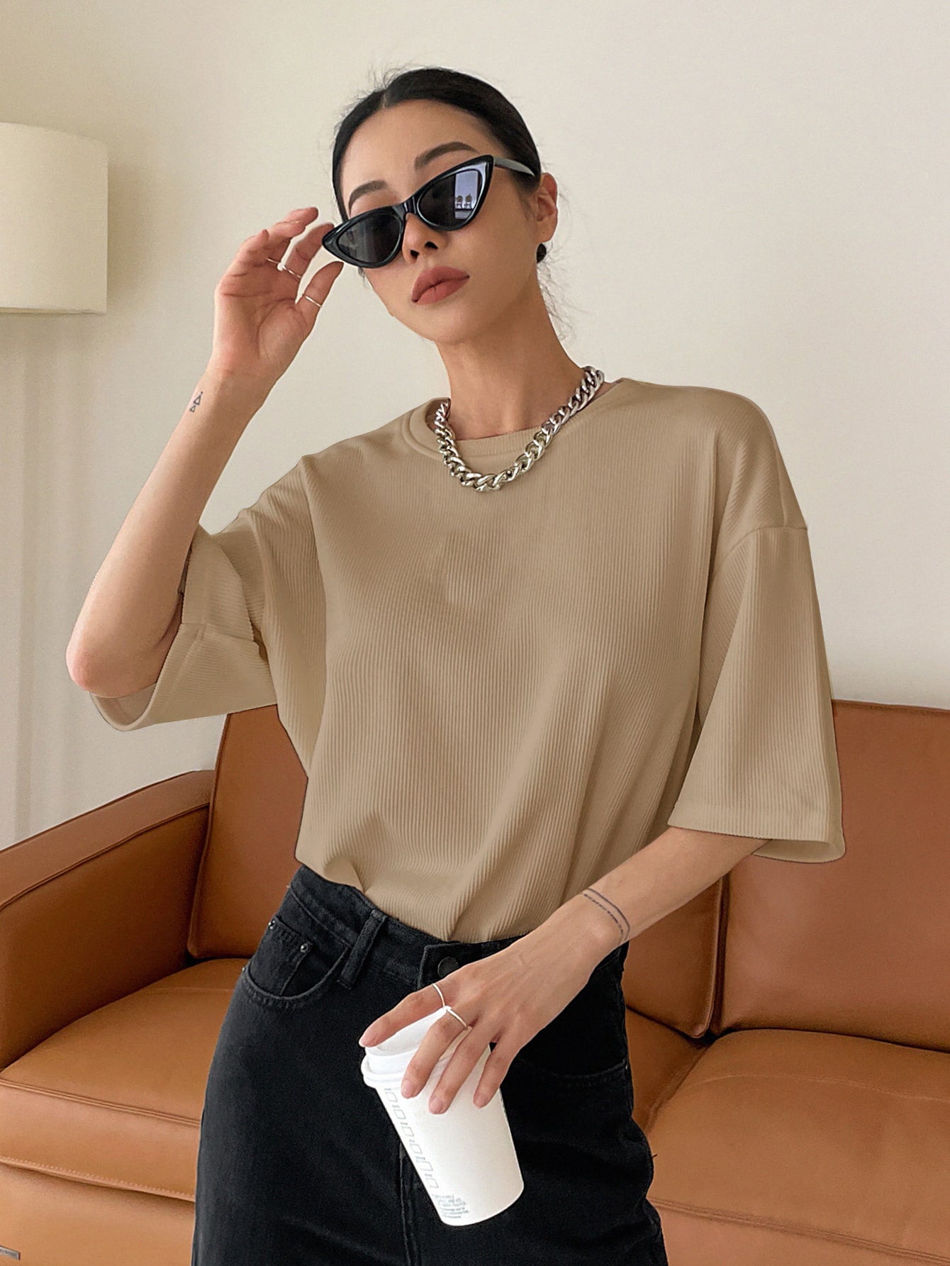 Women Dressy Office Work Casual Brown Tops