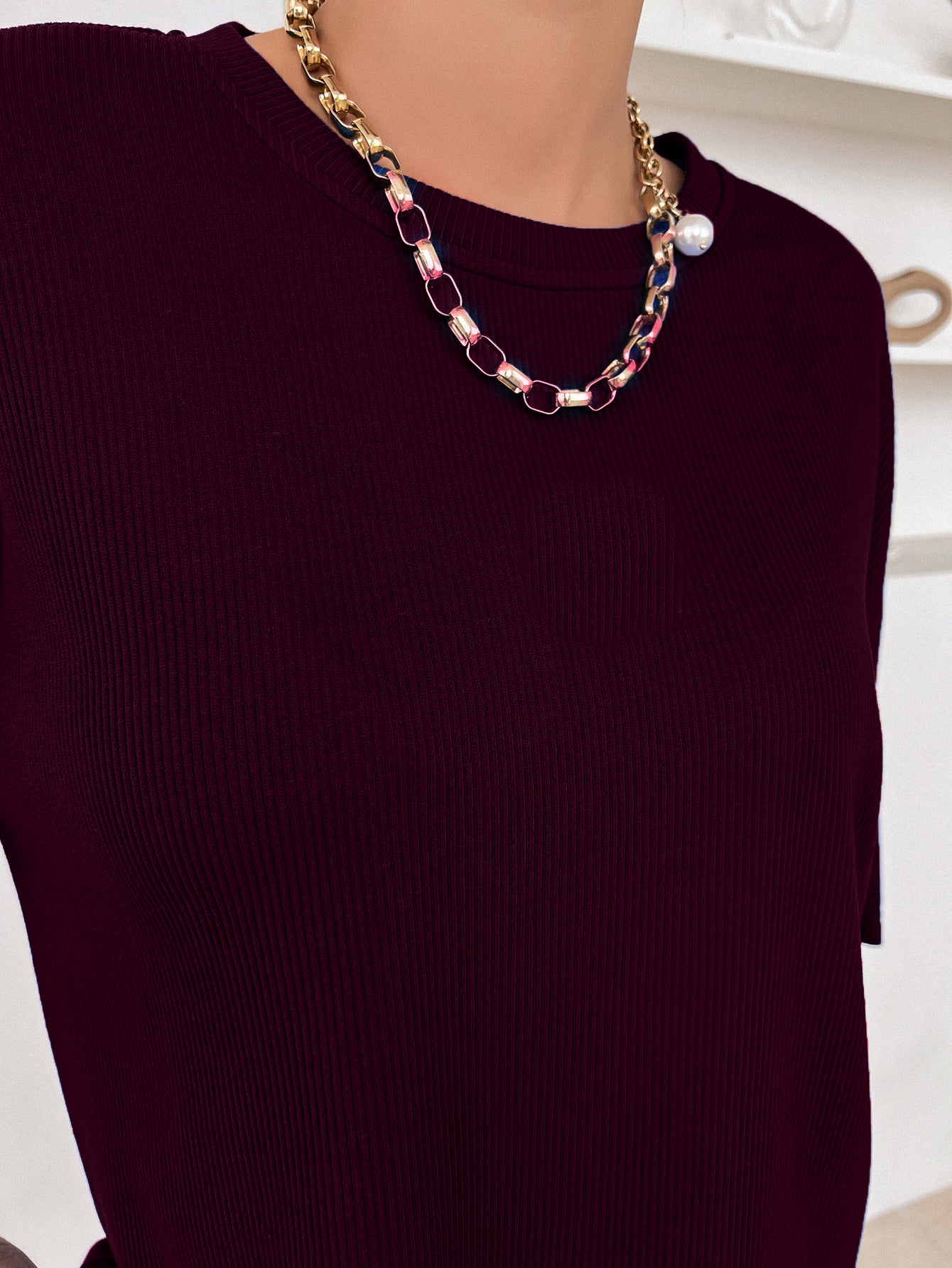 Women Dressy Office Work Casual Dark Maroon Tops
