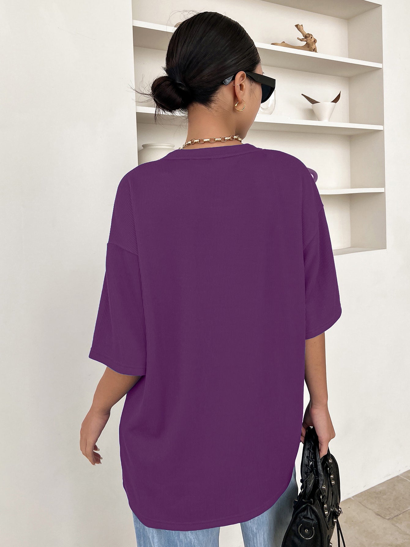 Women Dressy Office Work Casual Purple Tops